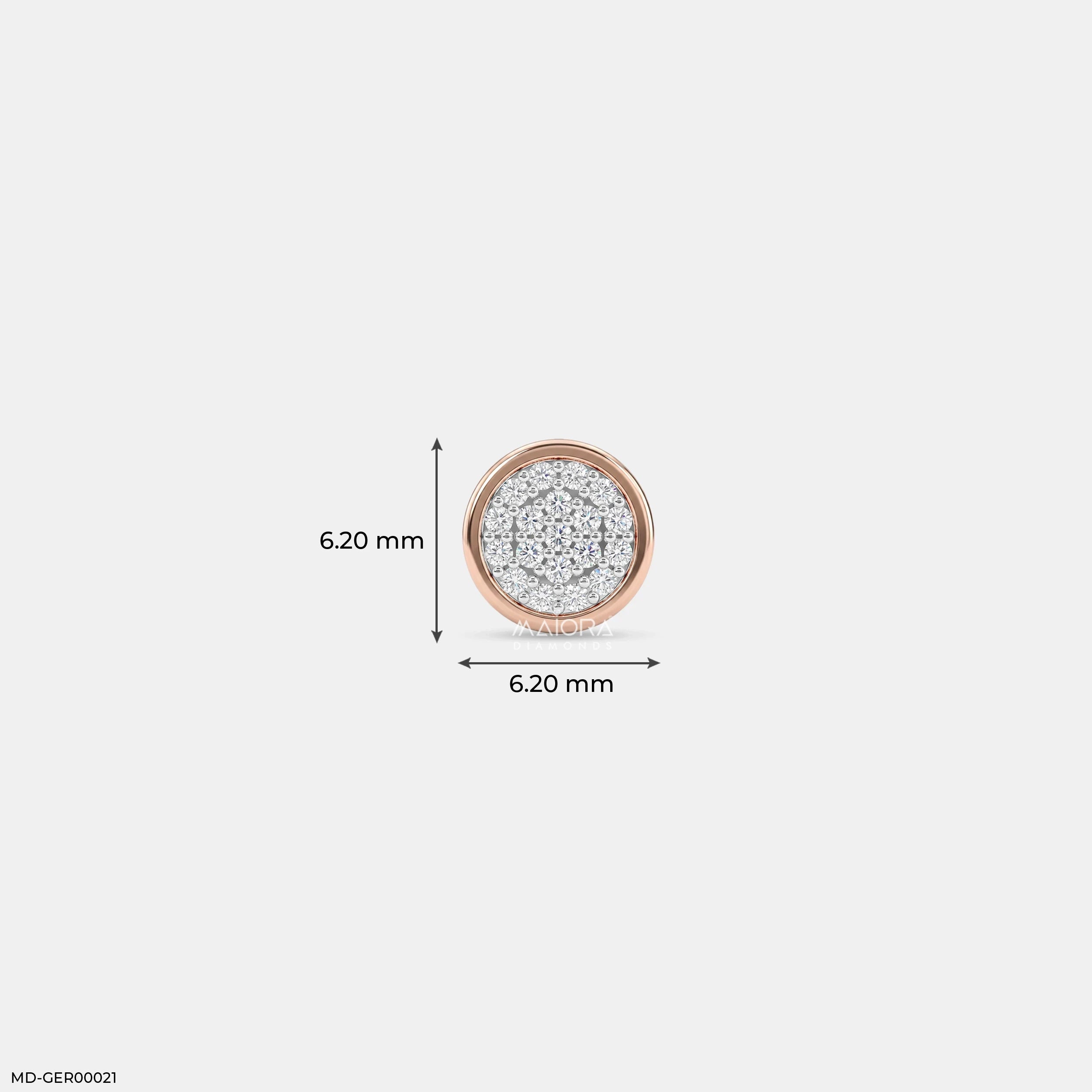 Circle Crystal Diamond Mens Stud Earring 9K Yellow Gold