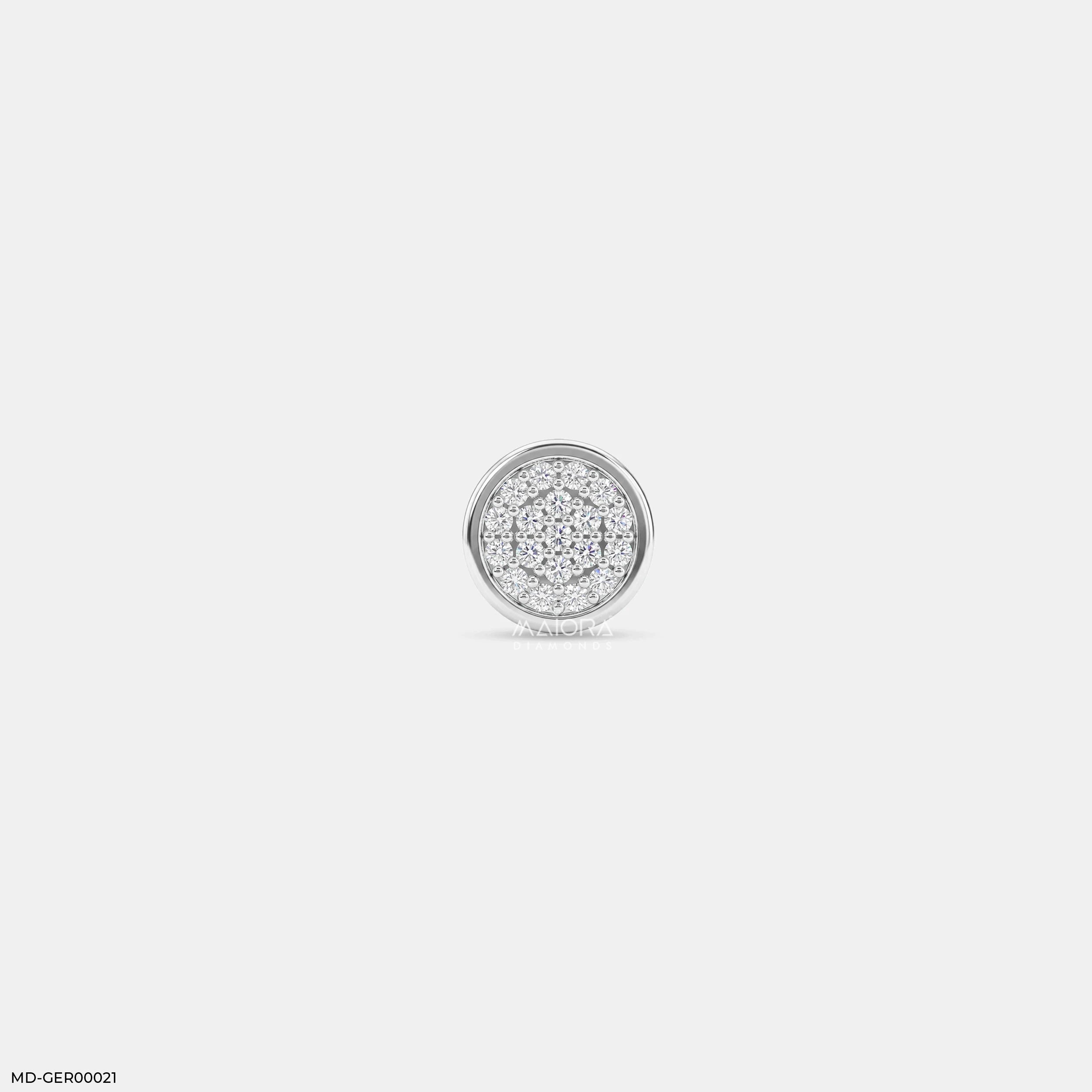 Circle Crystal Diamond Mens Stud Earring 9K Yellow Gold