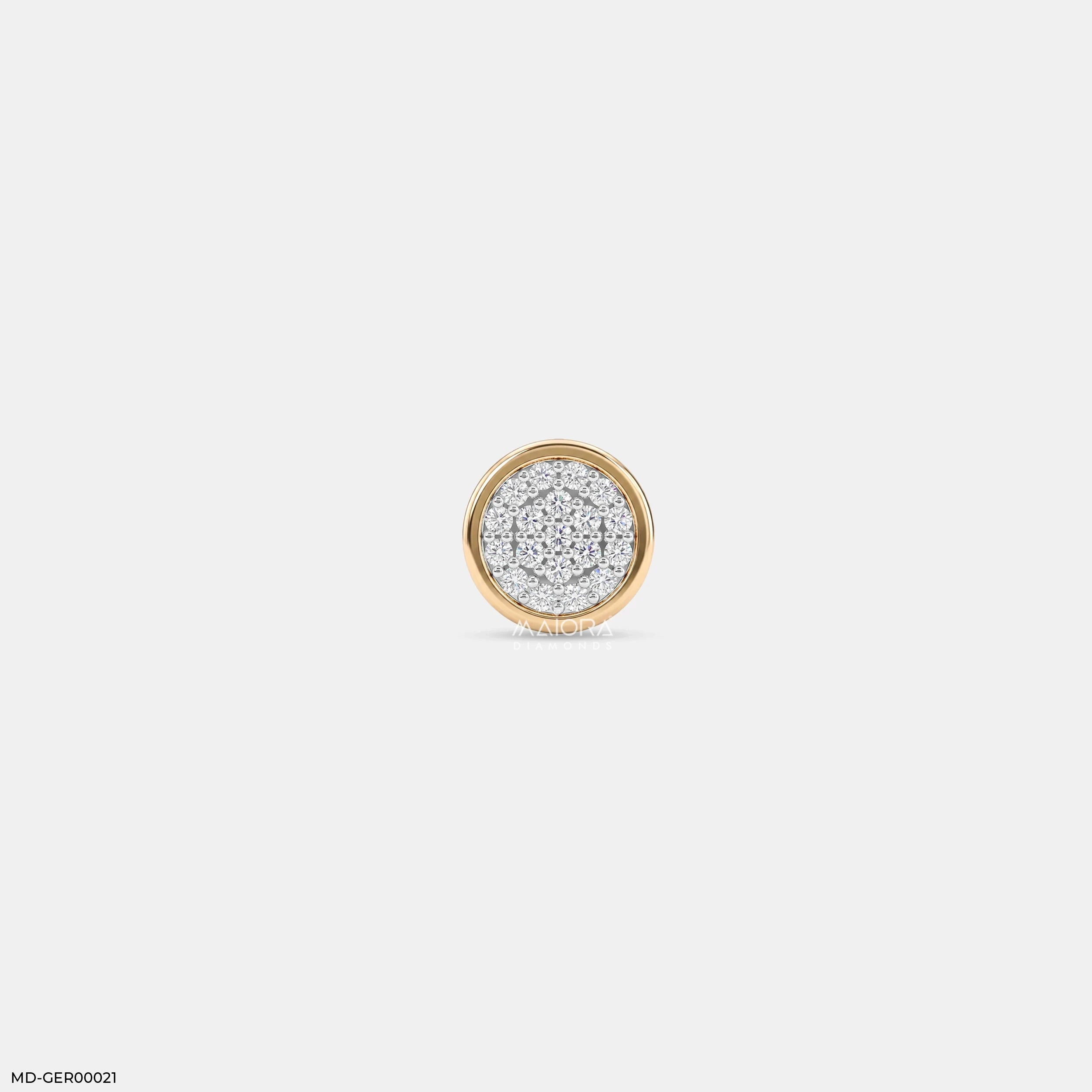Circle Crystal Diamond Mens Stud Earring 9K Yellow Gold