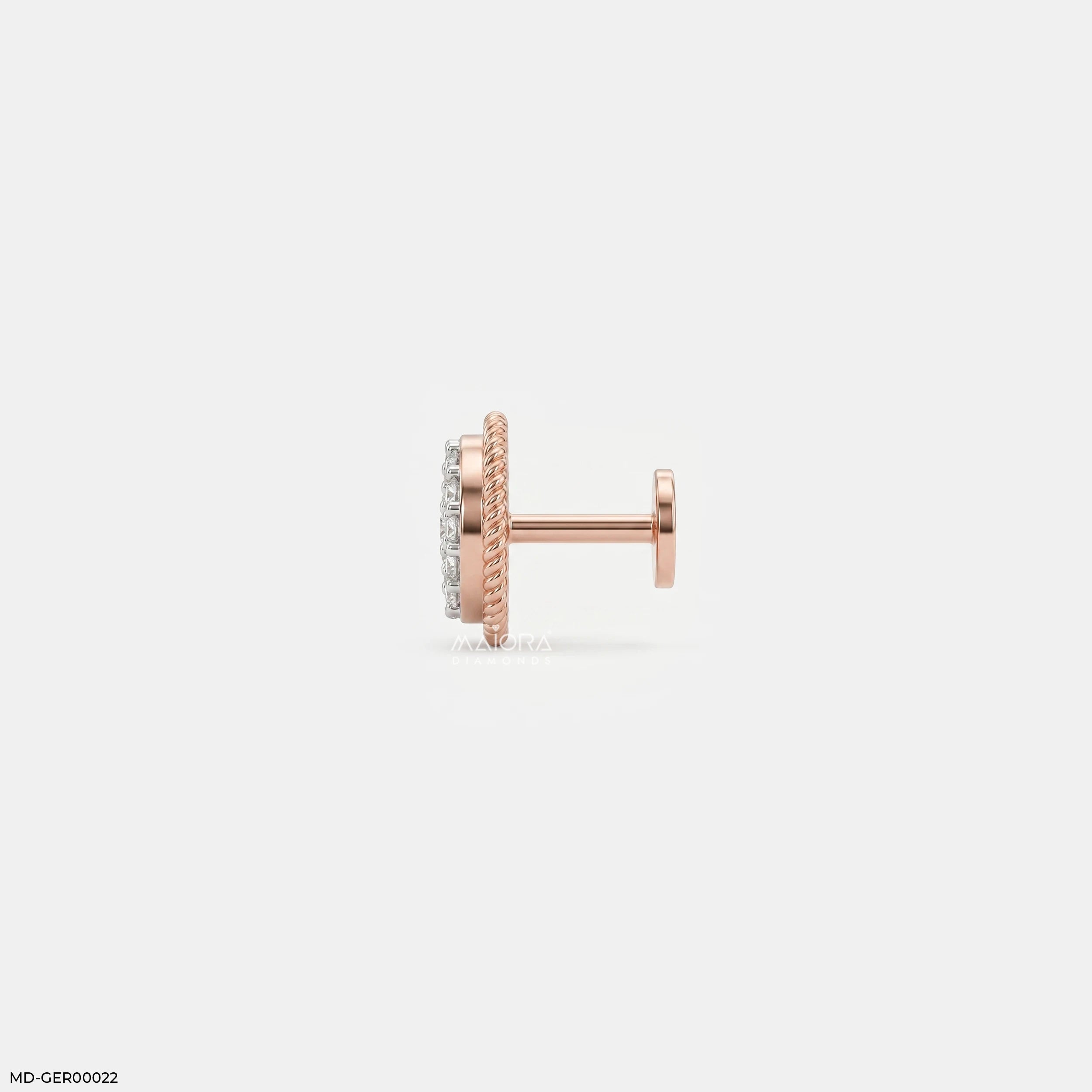 Twisted Rope Diamond mens Stud Earring 9K Yellow Gold
