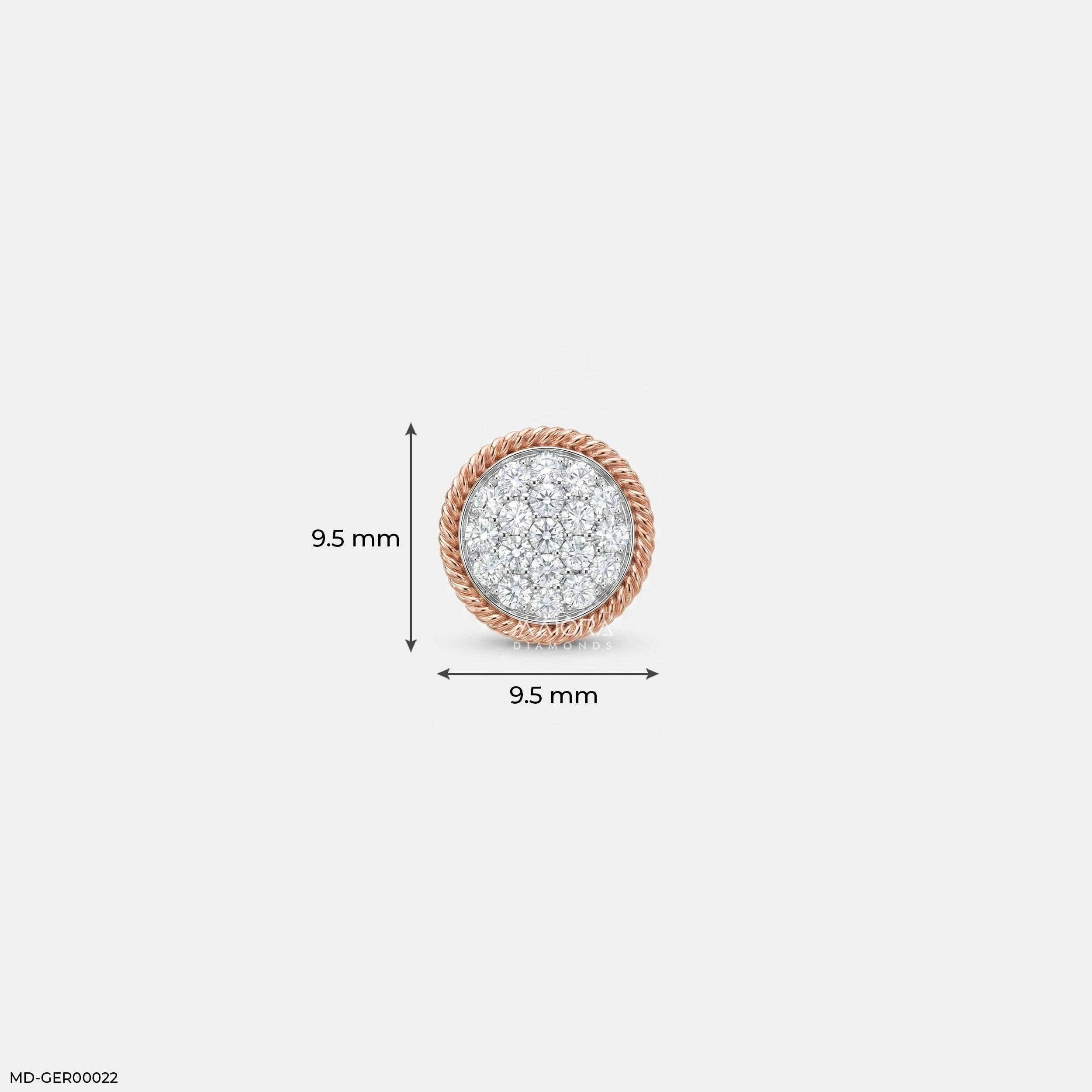 Twisted Rope Diamond mens Stud Earring 9K Yellow Gold