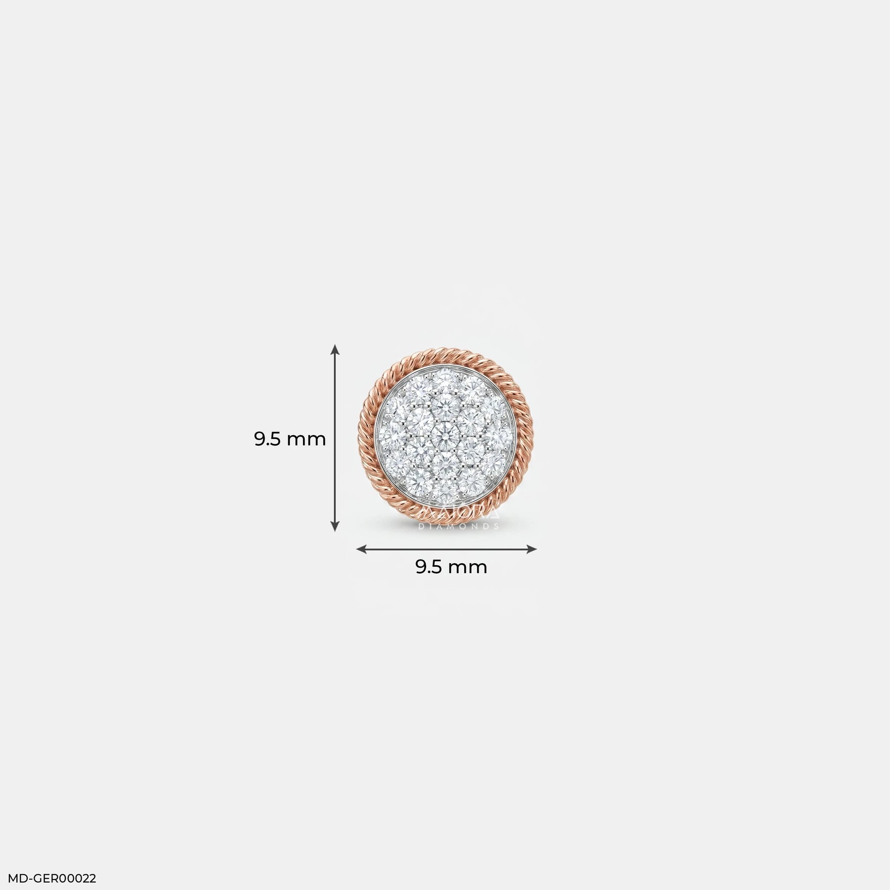 Twisted Rope Mens Diamond Stud Earring in Platinum 950