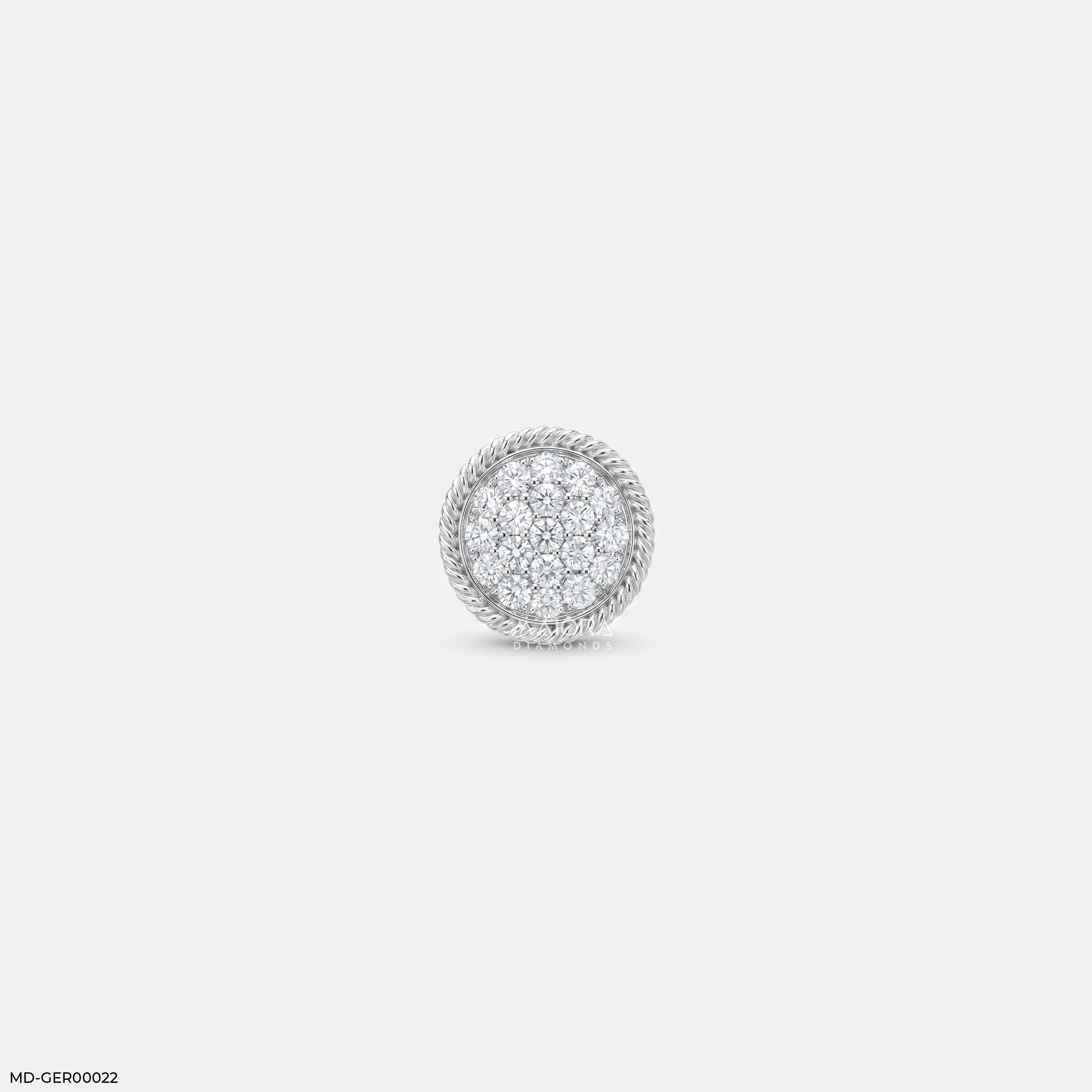 Twisted Rope Diamond mens Stud Earring 9K Yellow Gold