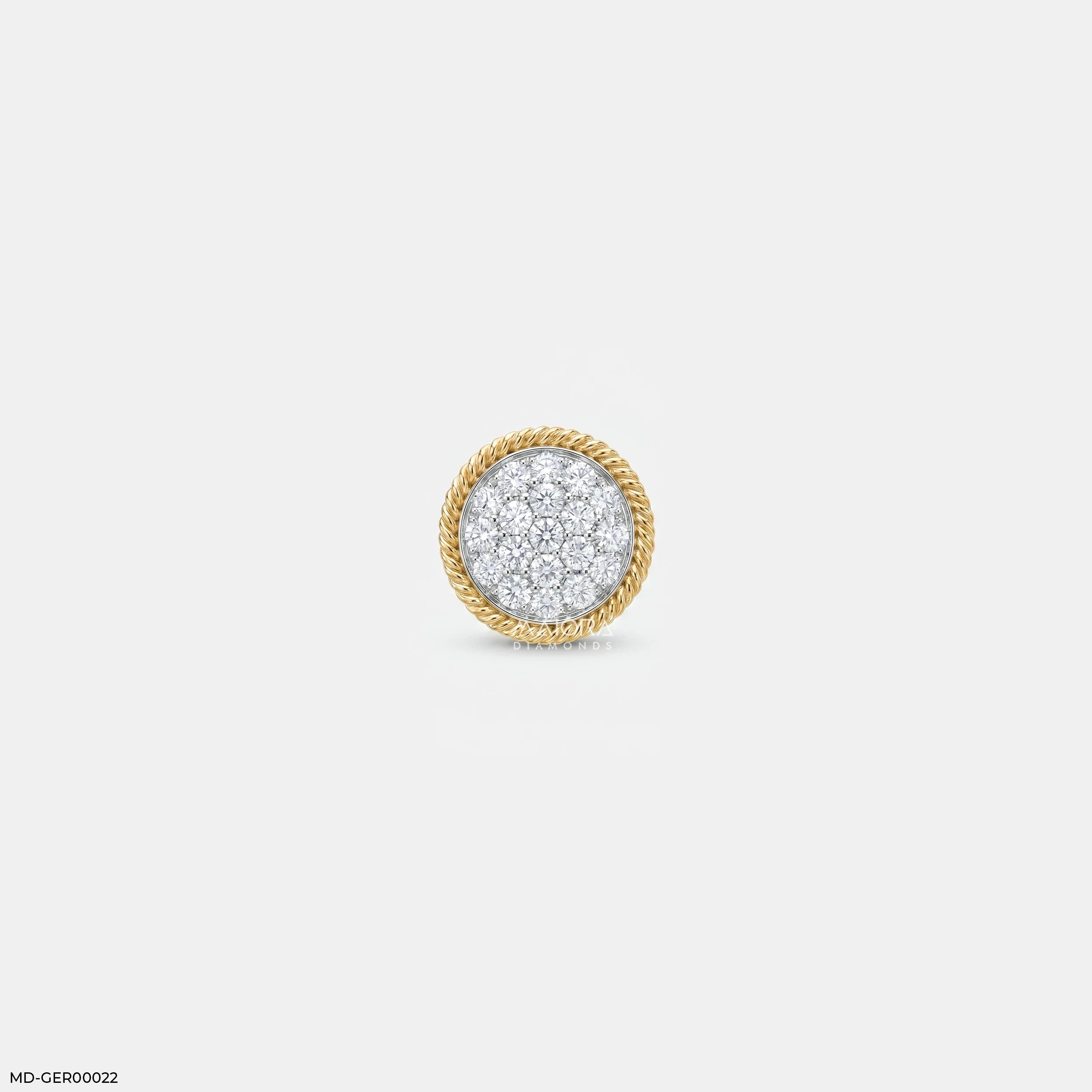 Twisted Rope Diamond mens Stud Earring 9K Yellow Gold