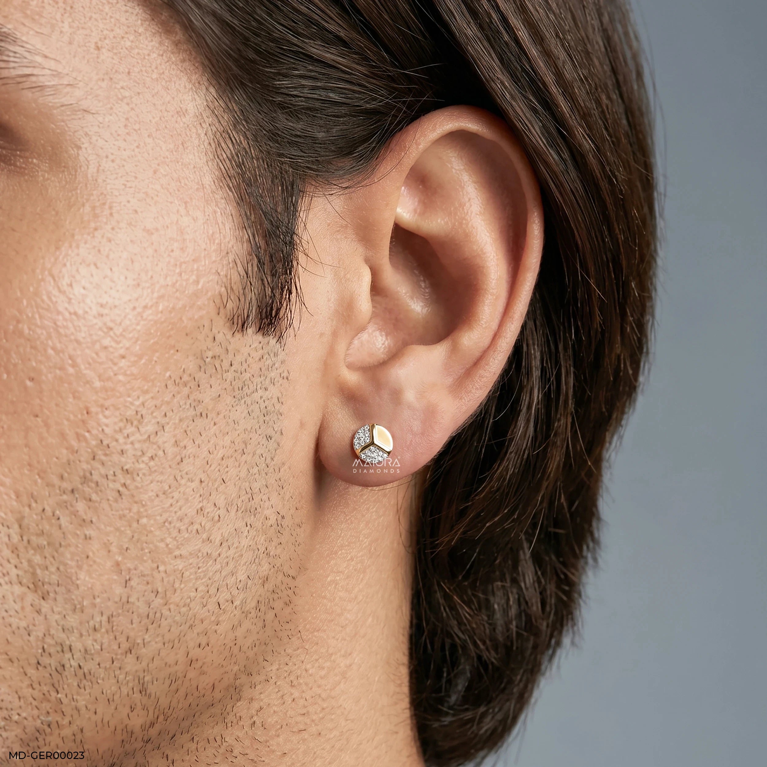 Y Axis Diamond Mens Stud Earring 9K Yellow Gold