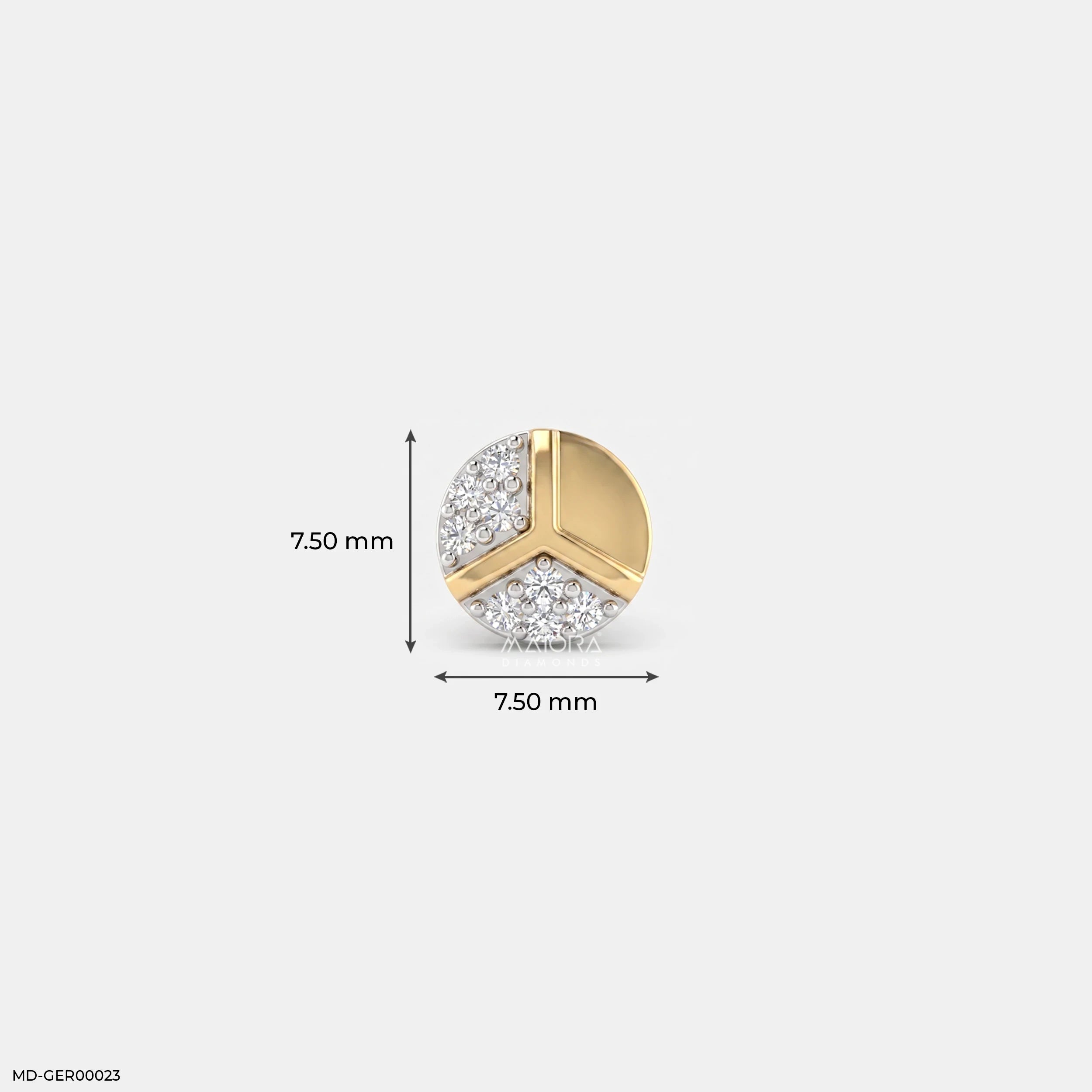 Y Axis Diamond Mens Stud Earring 9K Yellow Gold