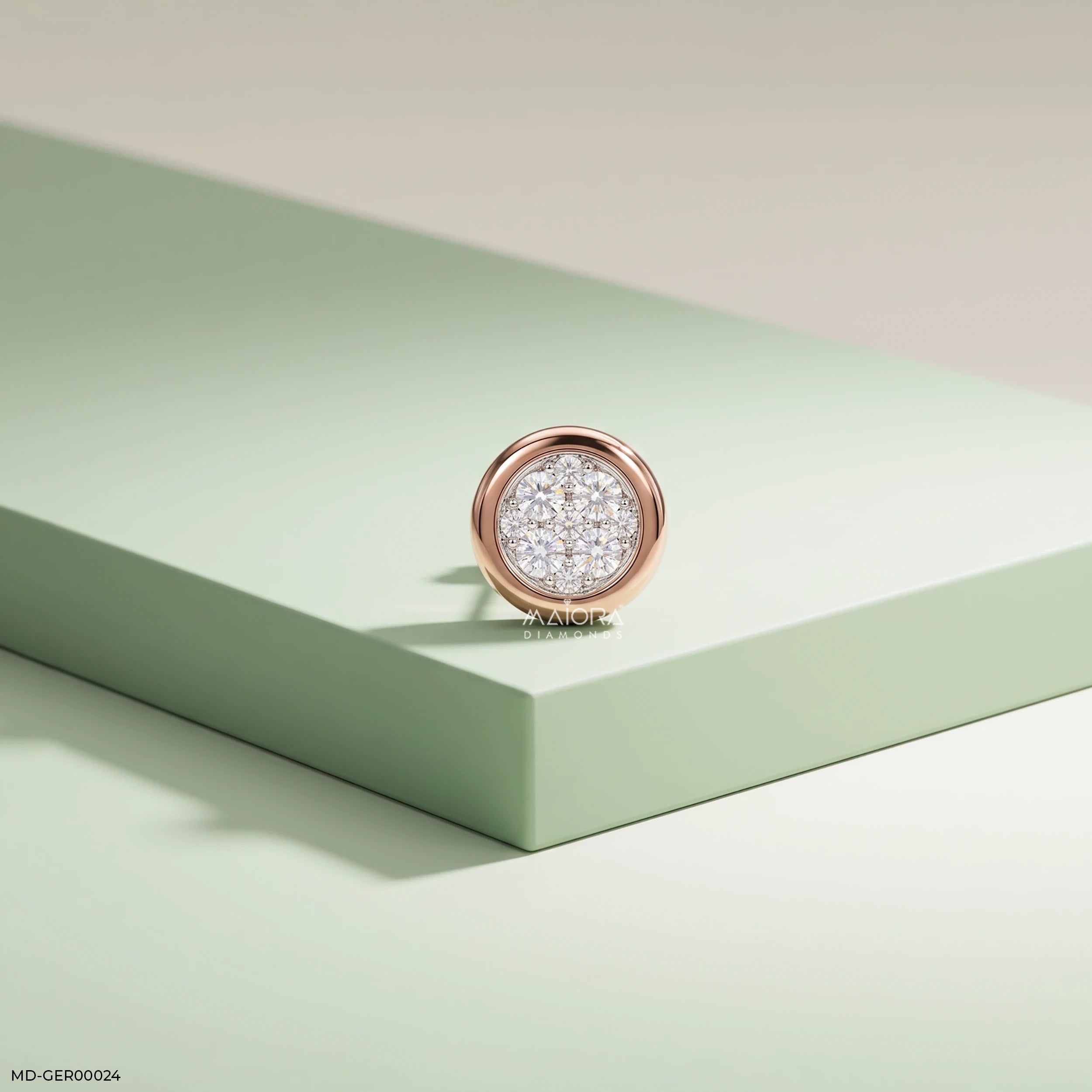Stellar Diamond Circle Mens Stud Earring 18K Rose Gold