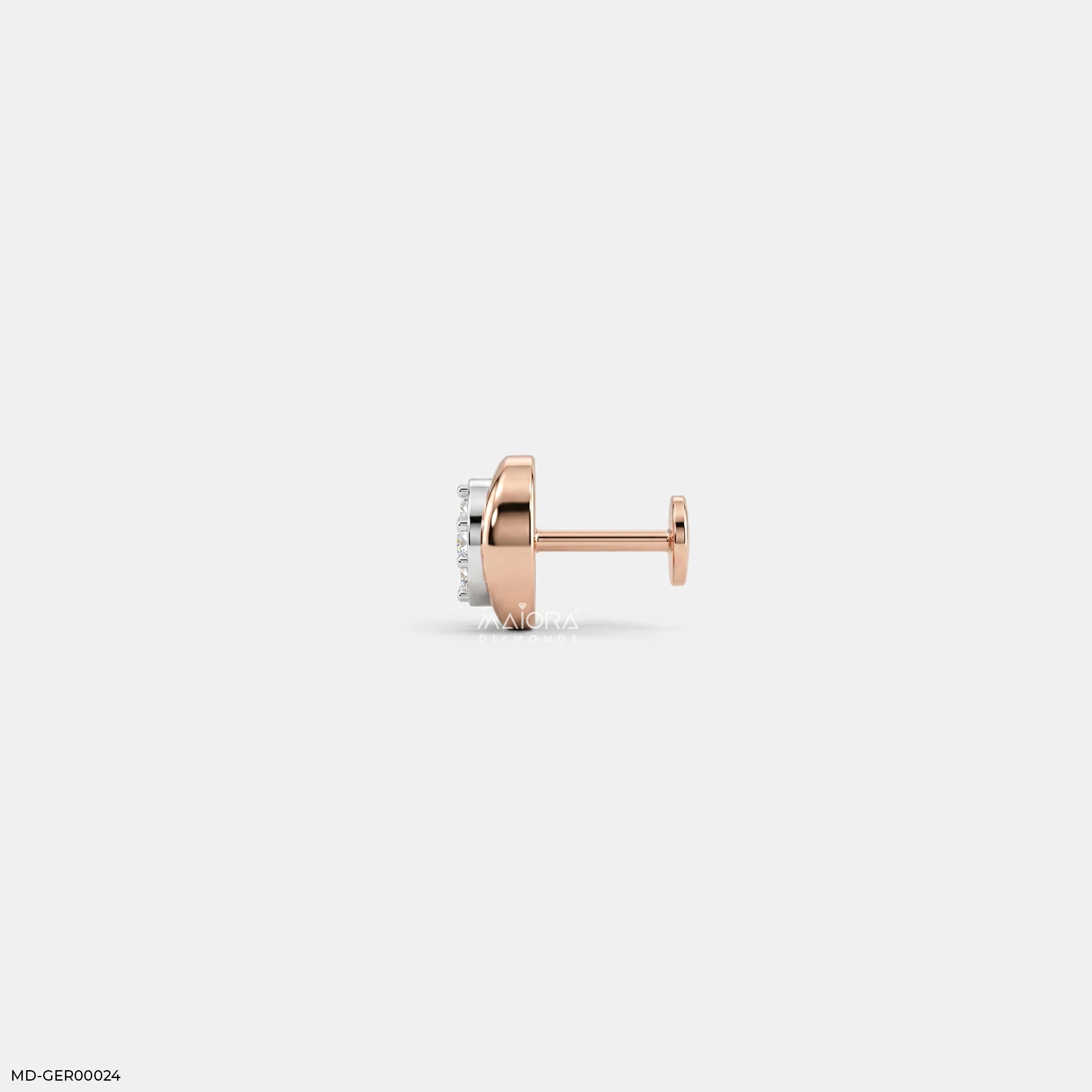 Stellar Diamond Circle Mens Stud Earring 18K Rose Gold