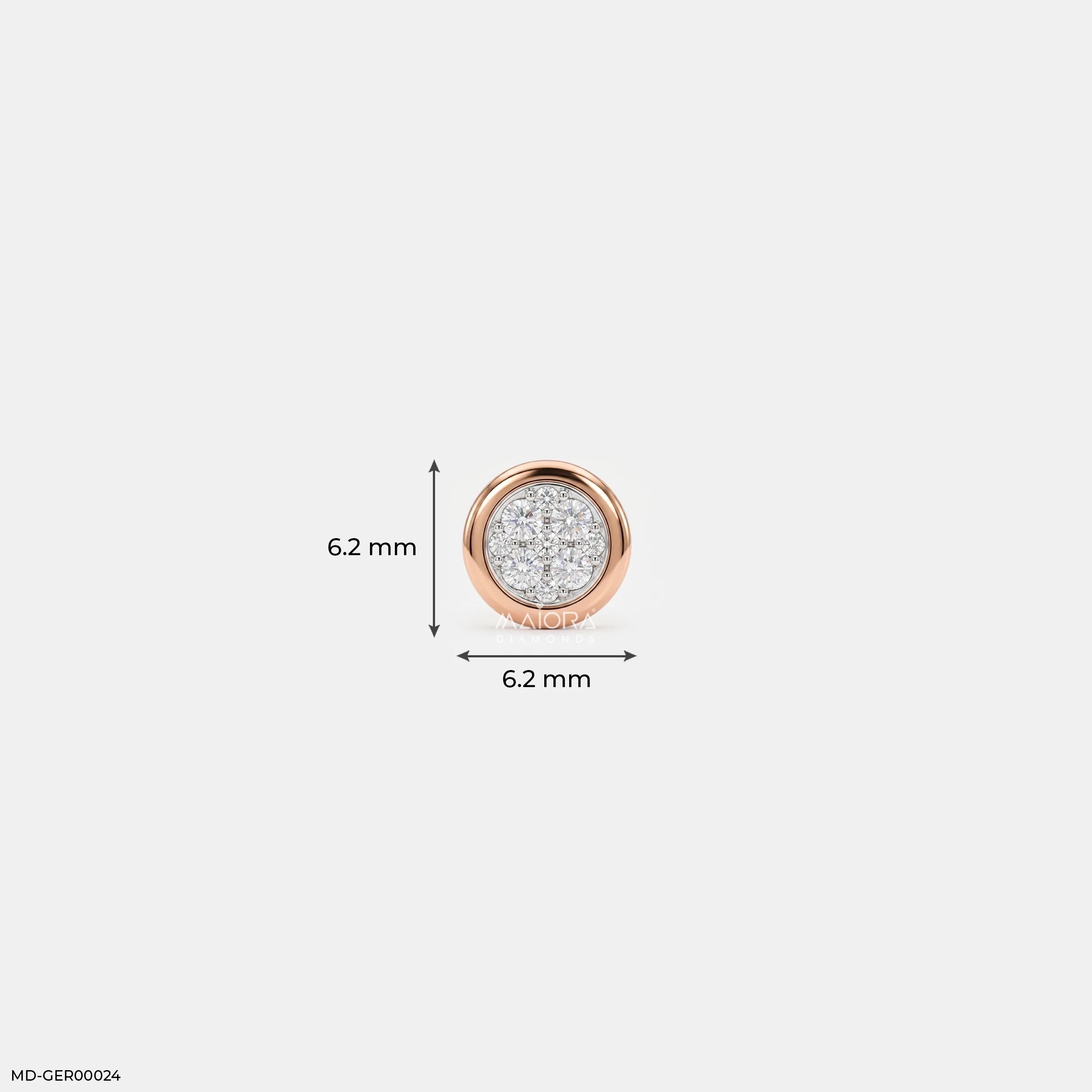 Stellar Diamond Circle Mens Stud Earring 18K Rose Gold