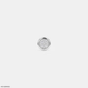 Stellar Diamond Circle Mens Stud Earring 14K White Gold