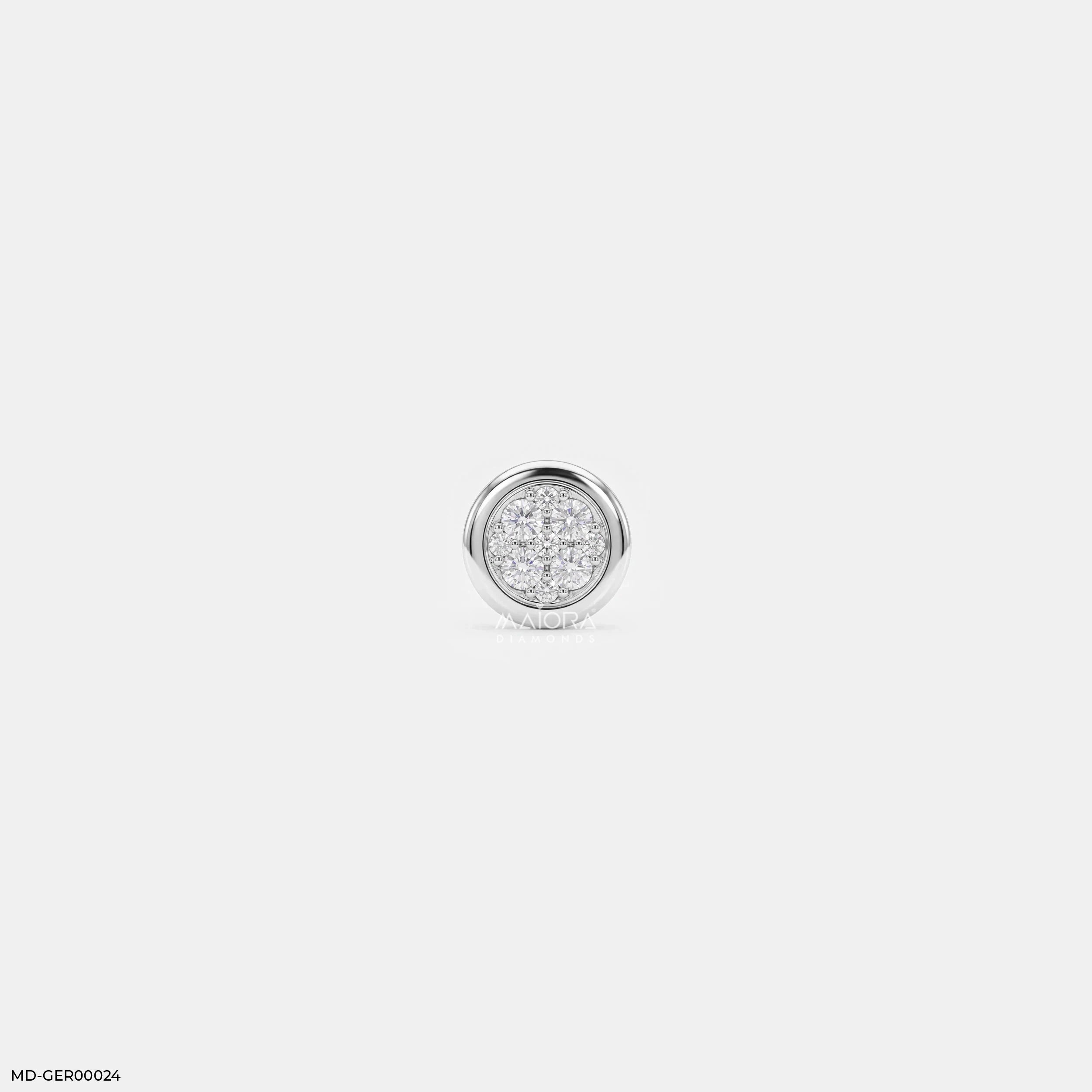 Stellar Diamond Circle Mens Stud Earring 18K Rose Gold