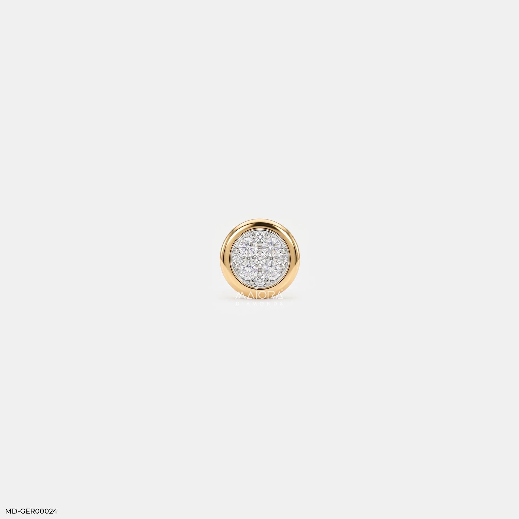 Stellar Diamond Circle Mens Stud Earring 9K White Gold