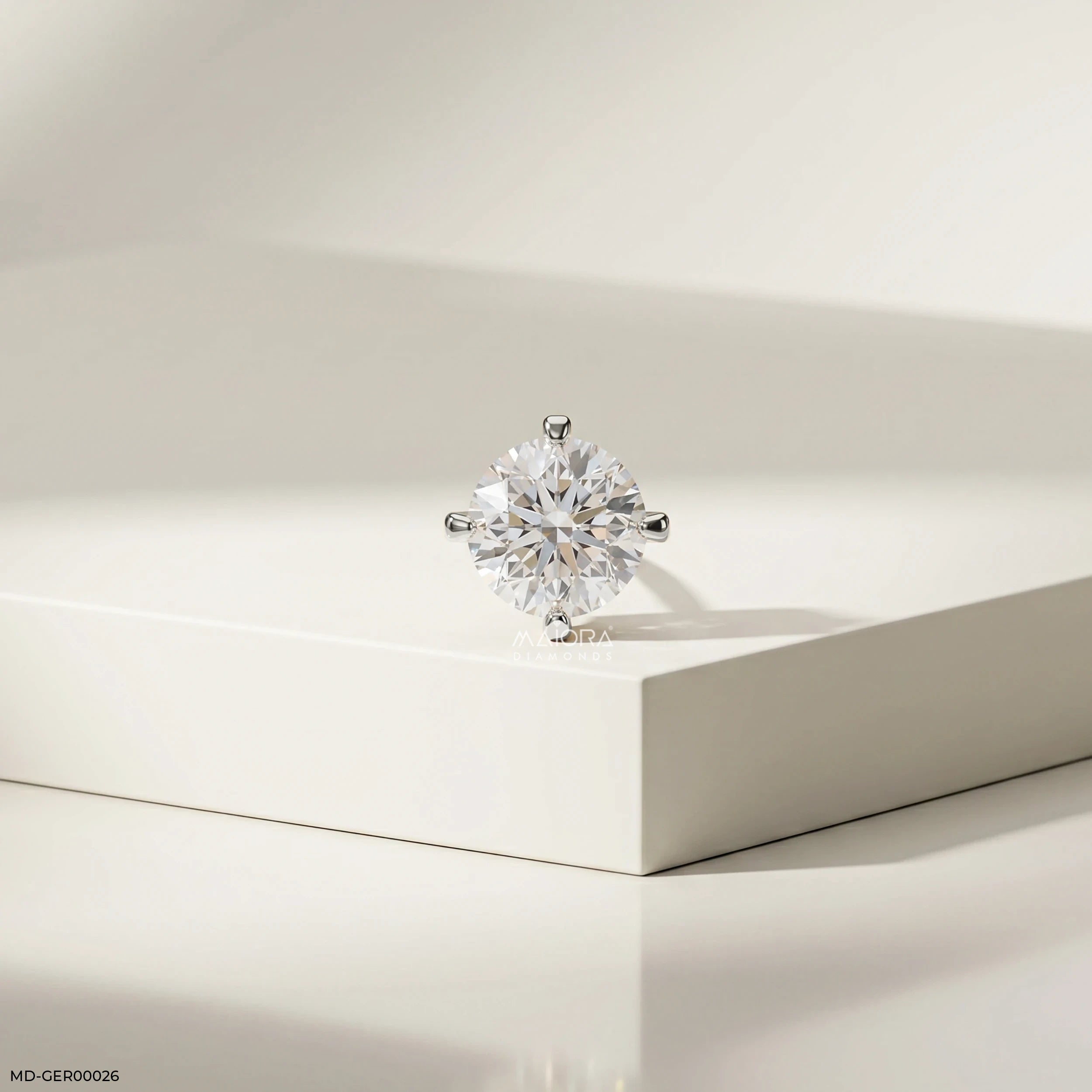 Flint Round Solitaire Diamond Mens Stud Earring 9K White Gold