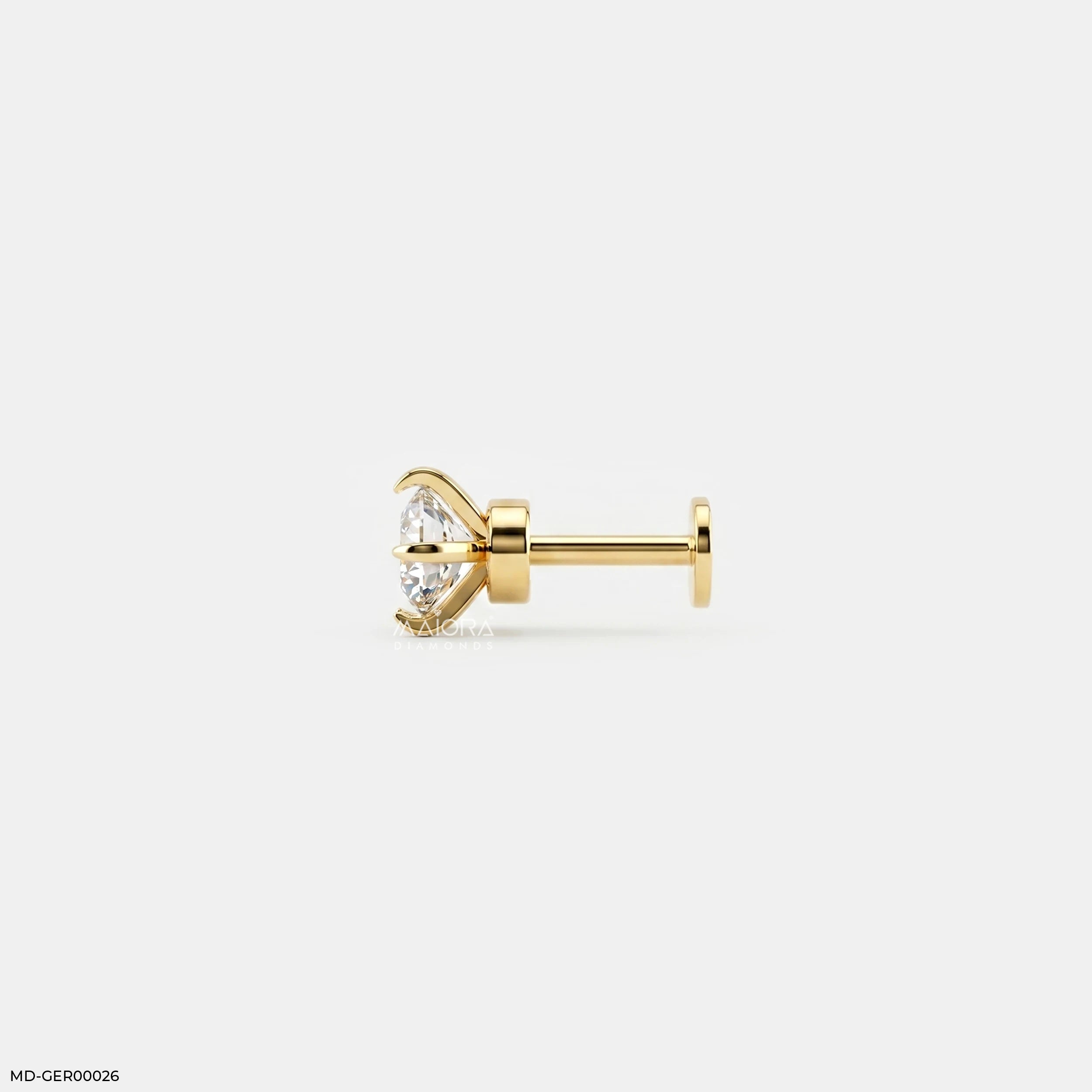 Flint Round Solitaire Diamond Mens Stud Earring 9K White Gold