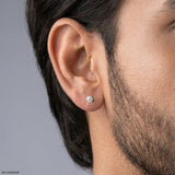 Vector Round Solitaire Diamond Mens Stud Earring 9K White Gold