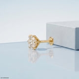 Vector Round Solitaire Diamond Mens Stud Earring 9K White Gold