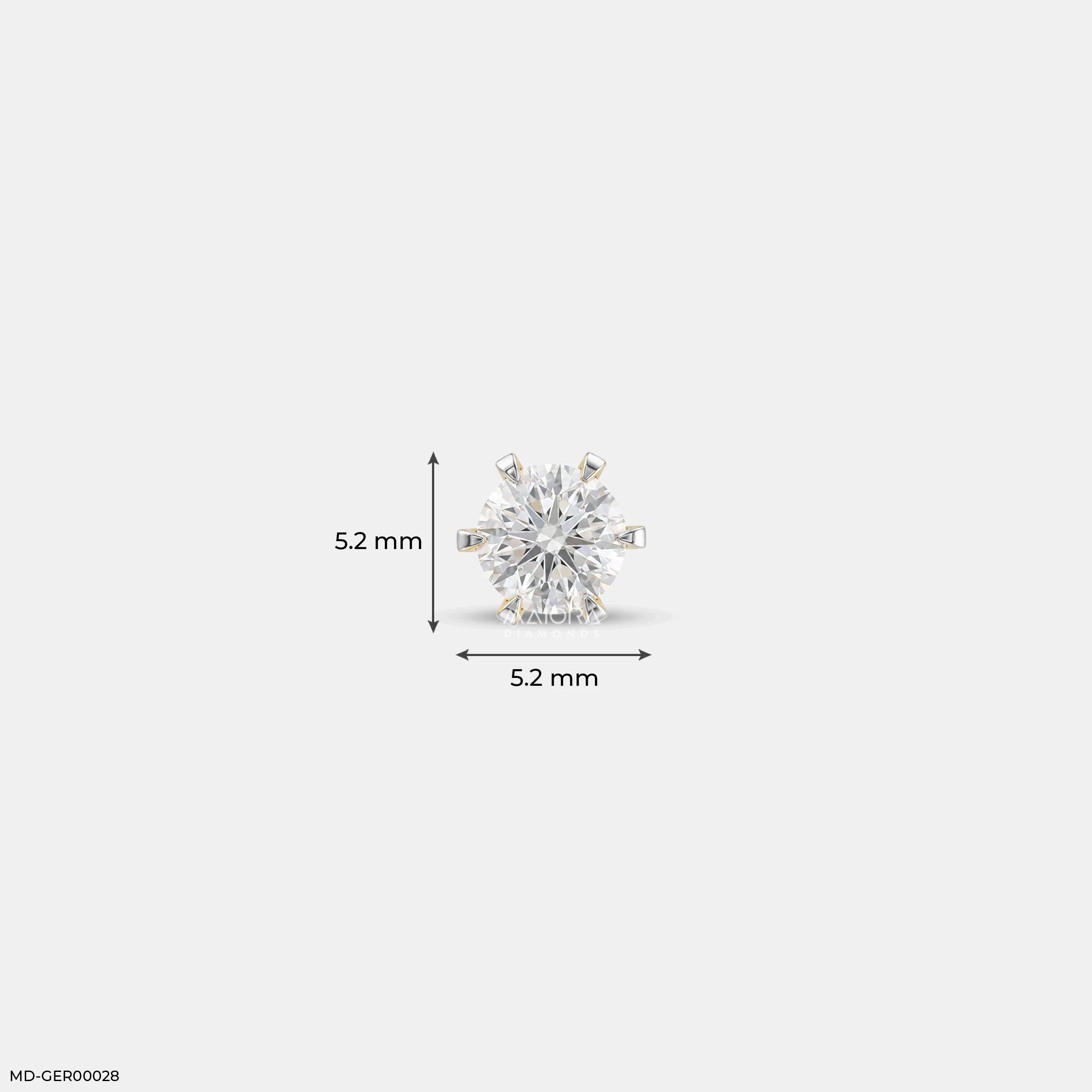 Vector Round Solitaire Diamond Mens Stud Earring 9K Yellow Gold