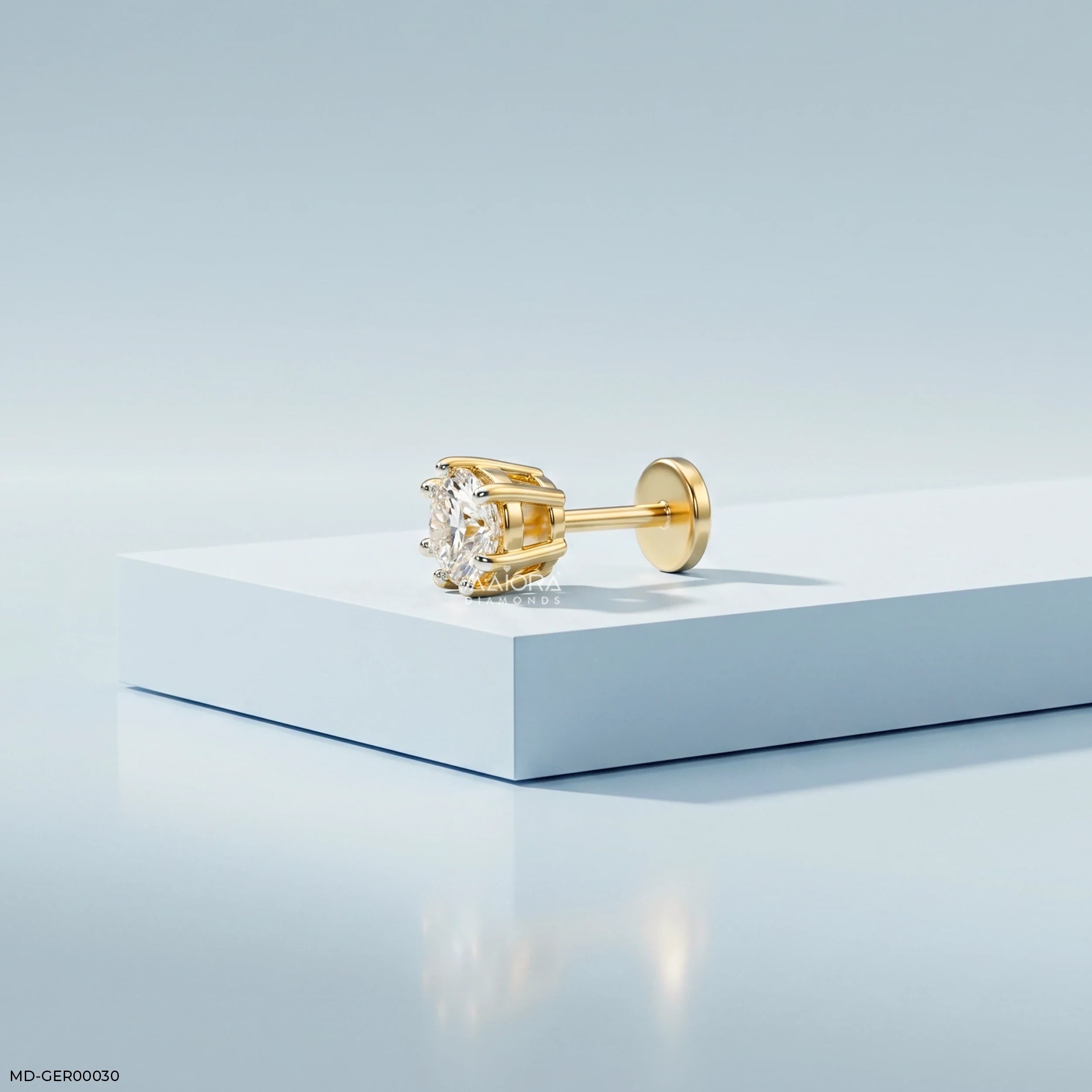 Monos Round Solitaire Mens Stud Diamond Earring 9K Yellow Gold