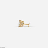 Monos Round Solitaire Diamond Mens Stud Earring Platinum 950