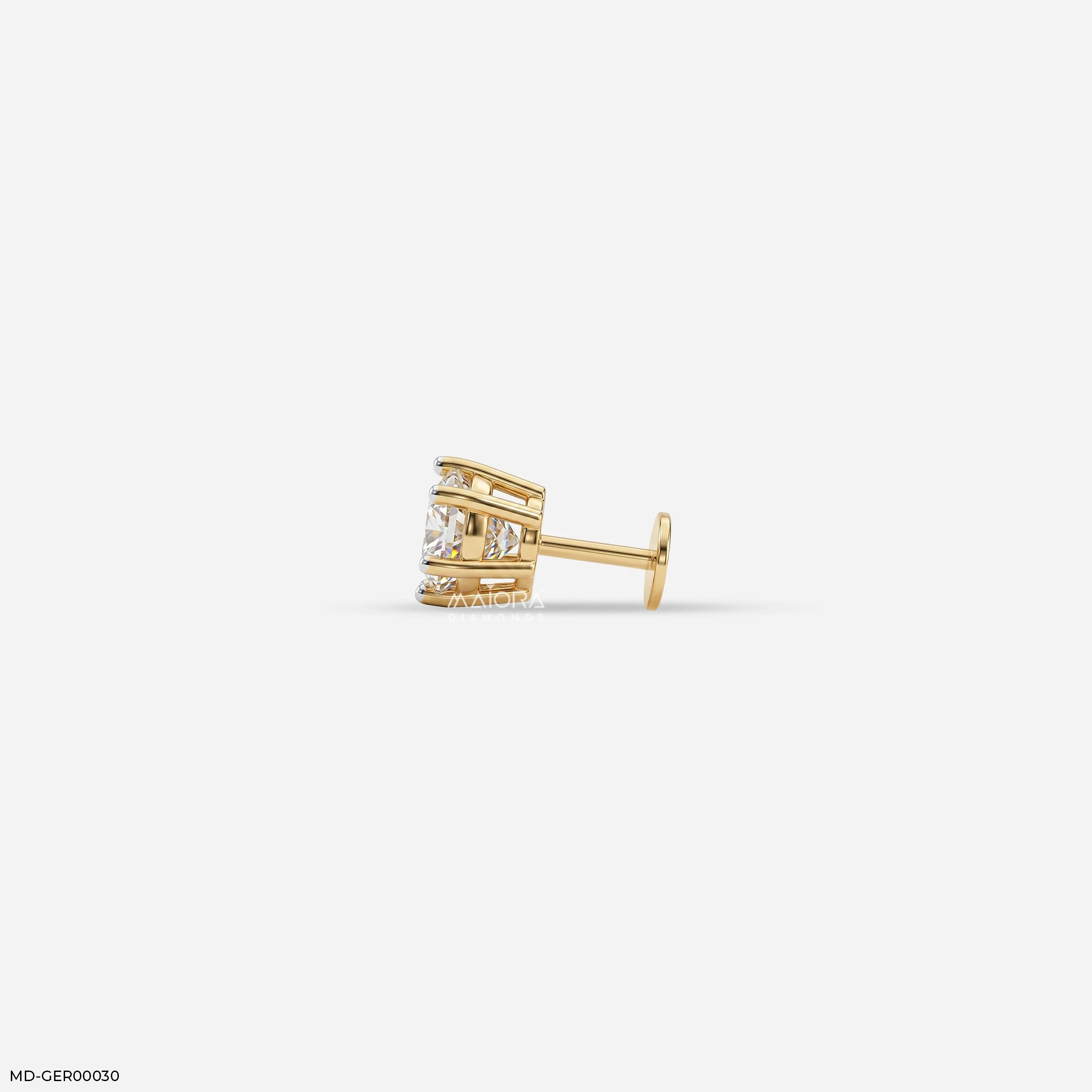 Monos Round Solitaire Mens Stud Diamond Earring