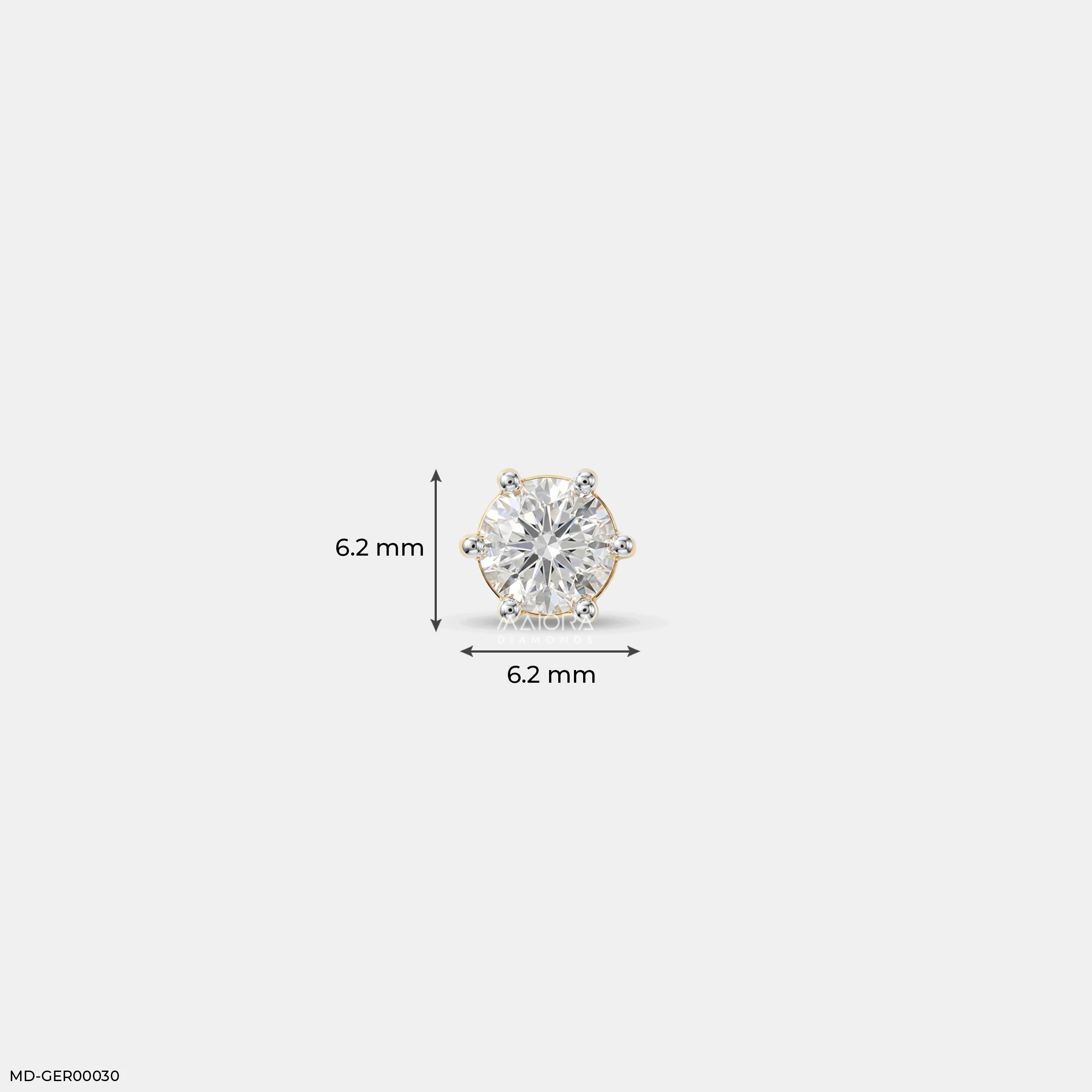 Monos Round Solitaire Mens Stud Diamond Earring 9K Yellow Gold