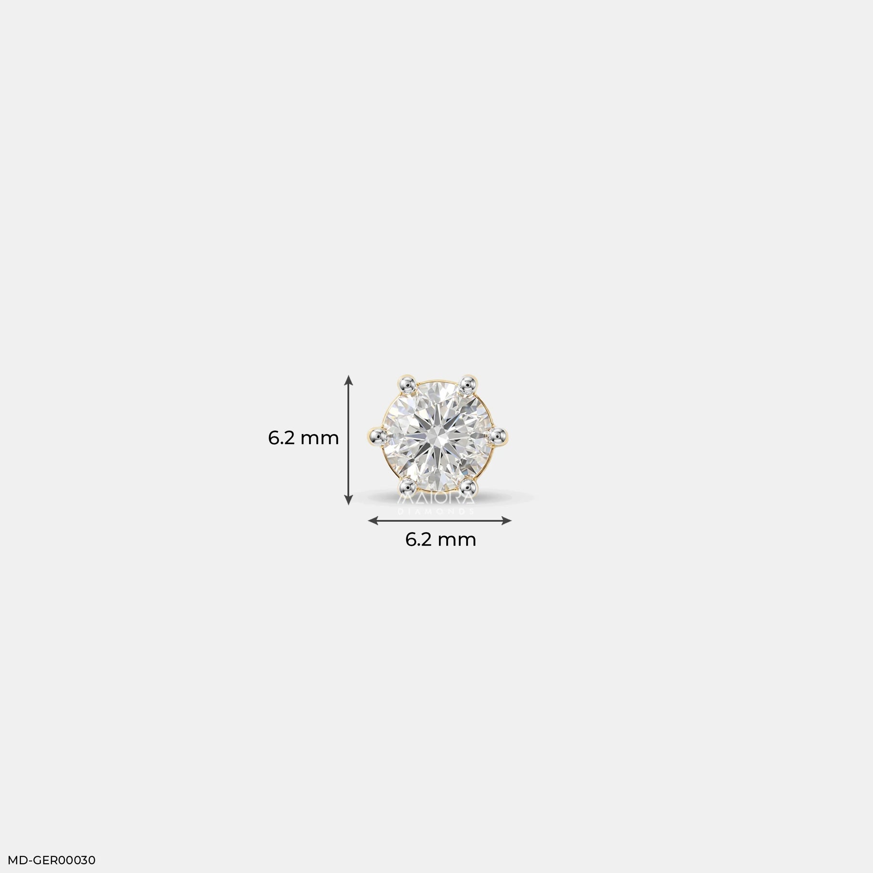 Monos Round Solitaire Diamond Mens Stud Earring Platinum 950