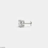 Pure Glow Round Diamond Mens Stud Earring Platinum 950