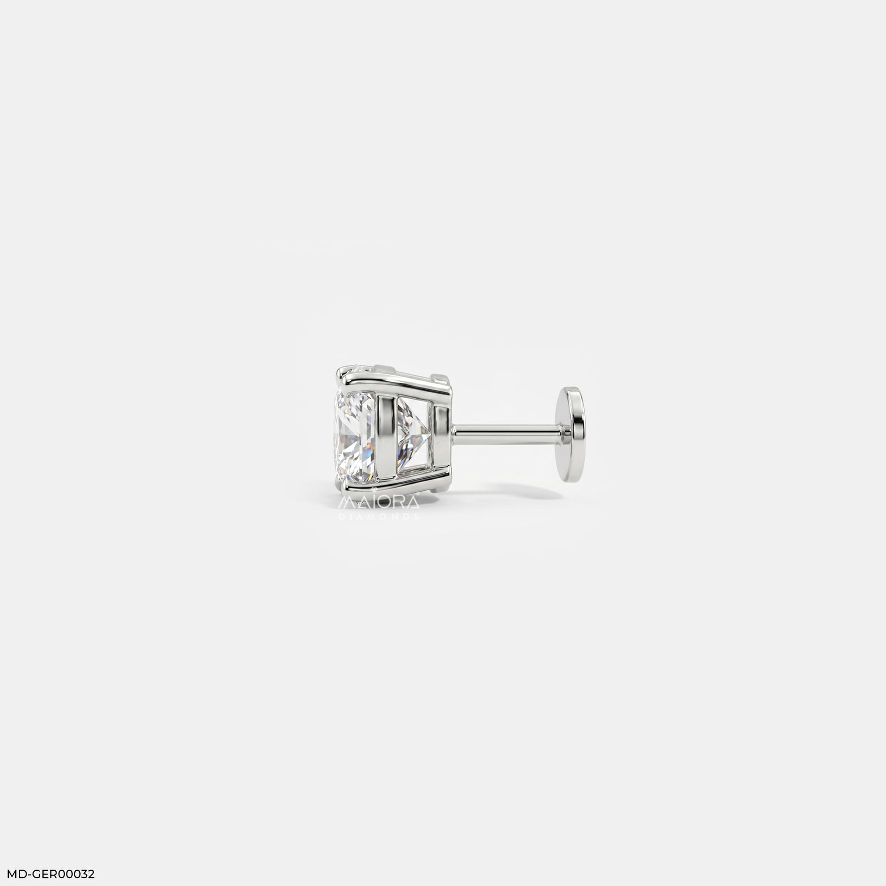 Pure Glow Round Diamond Mens Stud Earring Platinum 950