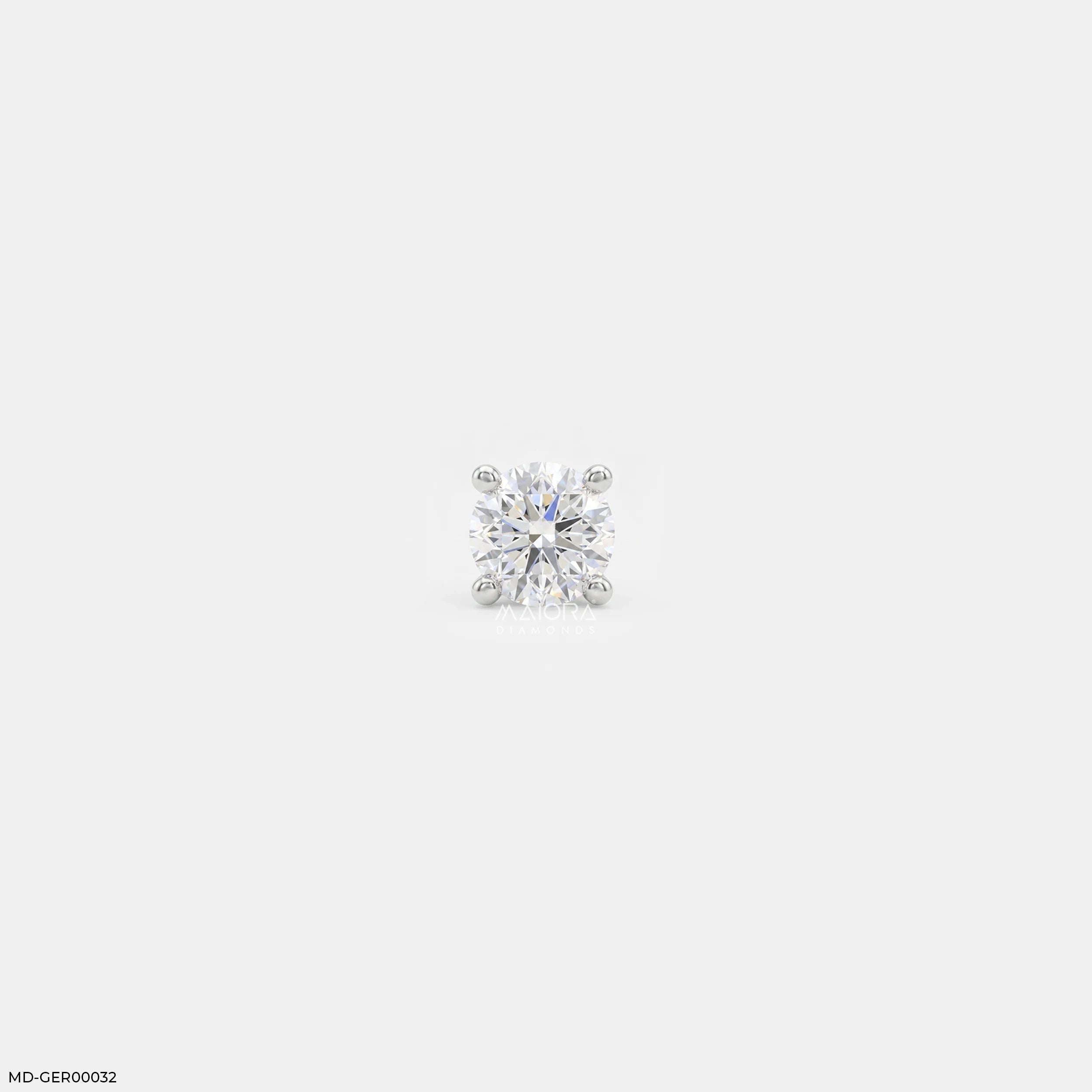 Pure Glow Round Diamond Mens Stud Earring 9K White Gold