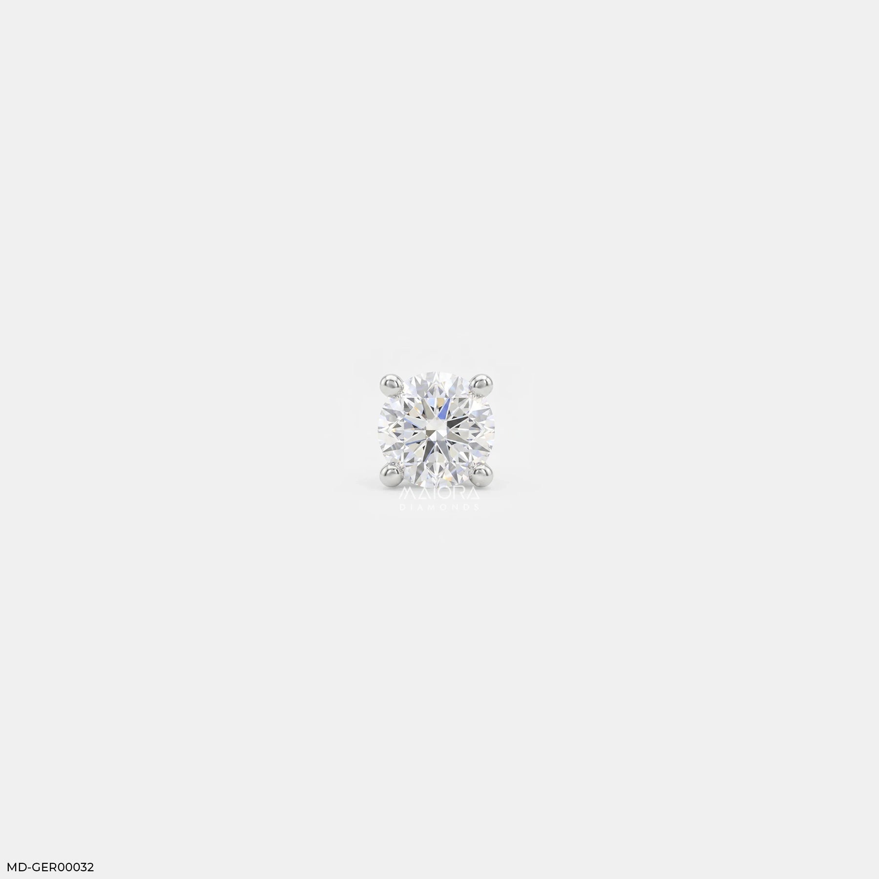 Pure Glow Round Diamond Mens Stud Earring Platinum 950