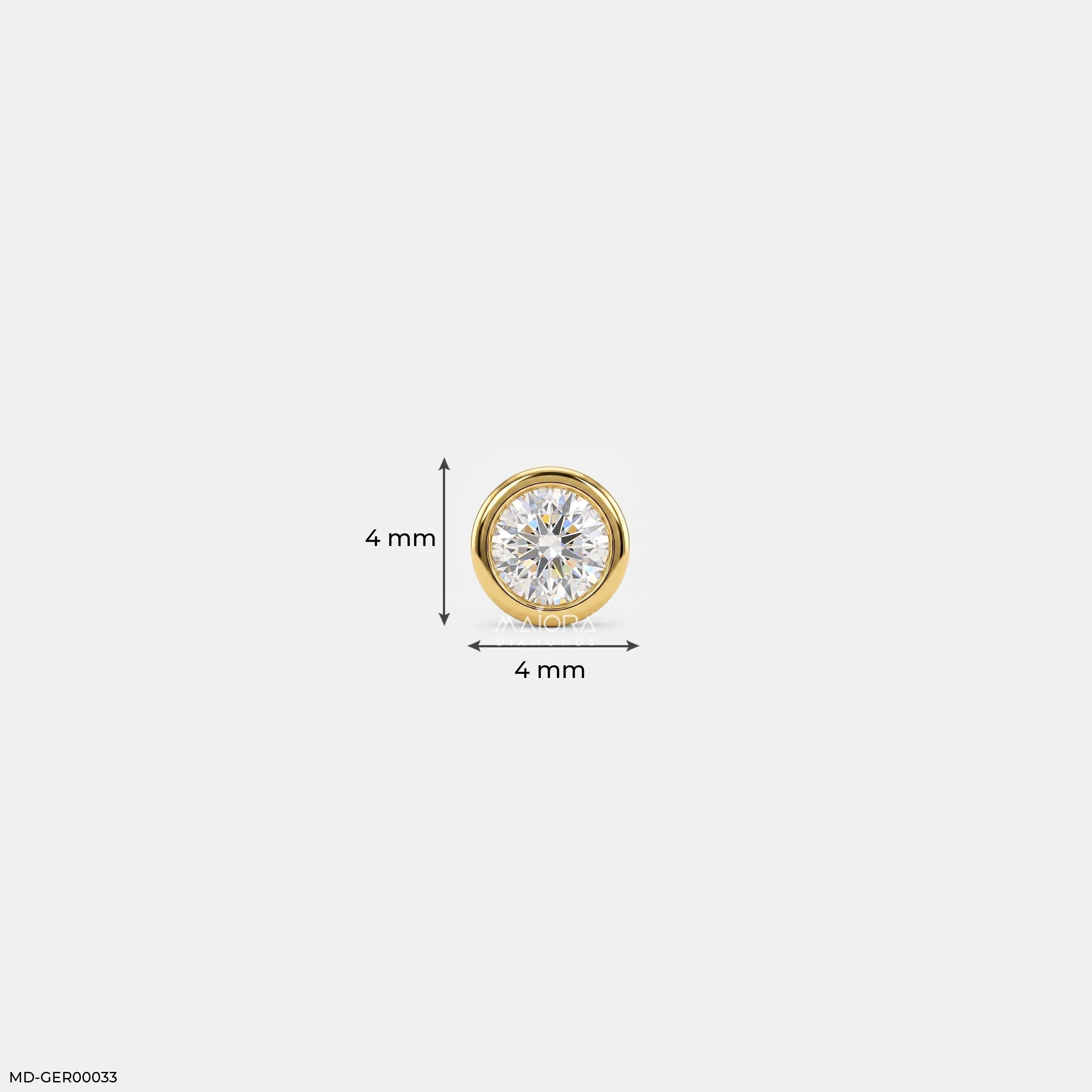 Golden Bezel Round Diamond Mens Stud Earring Platinum 950