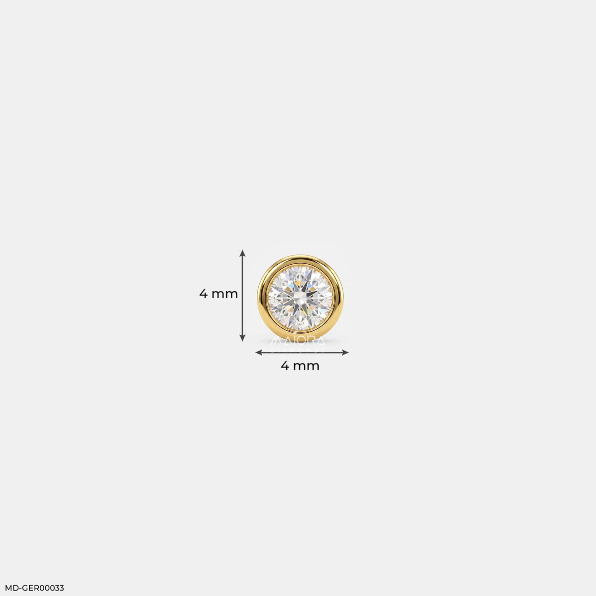 Golden Bezel Round Diamond Mens Stud Earring