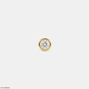 Golden Bezel Round Diamond Mens Stud Earring 14K Yellow Gold