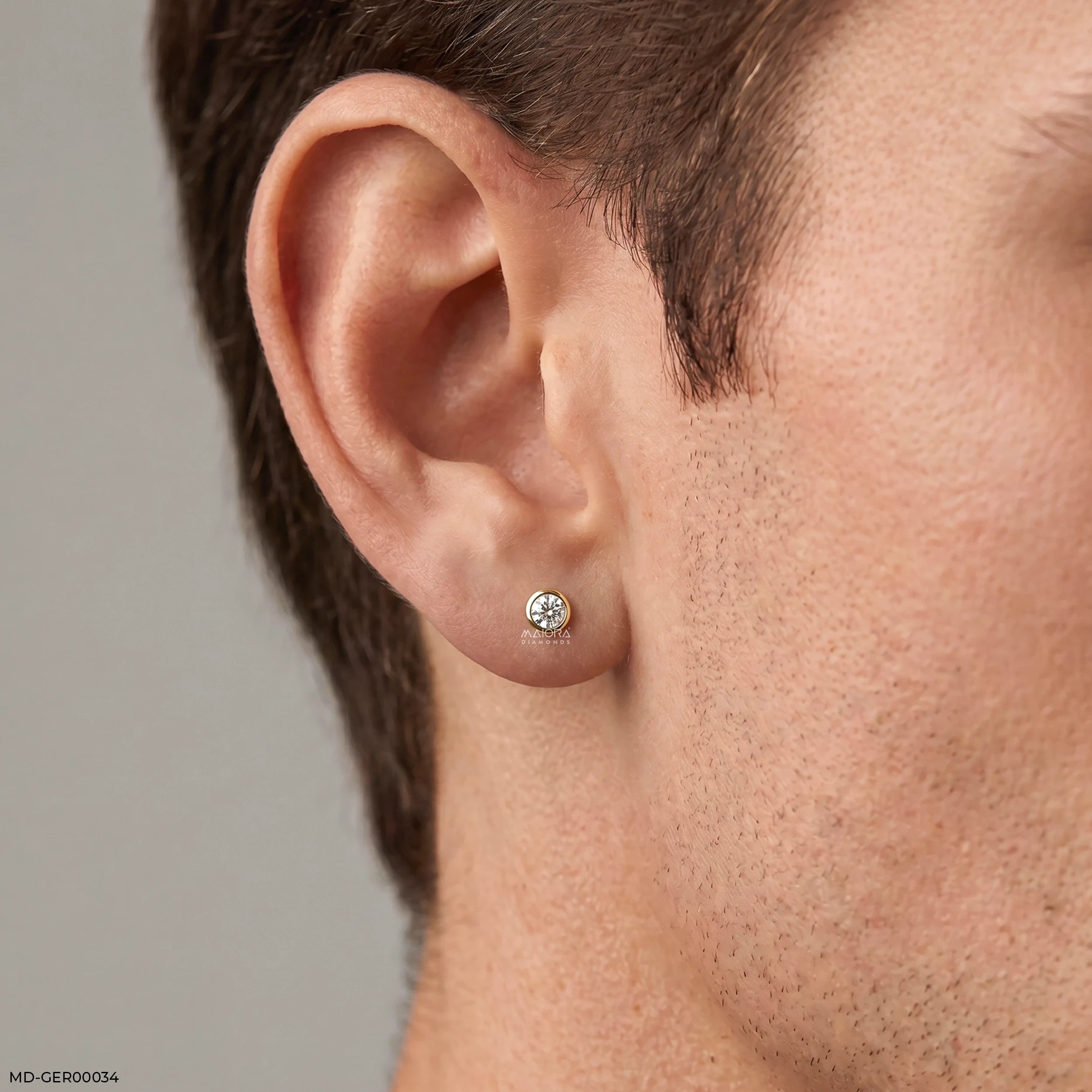 Solus Round Diamond Mens Stud Earring