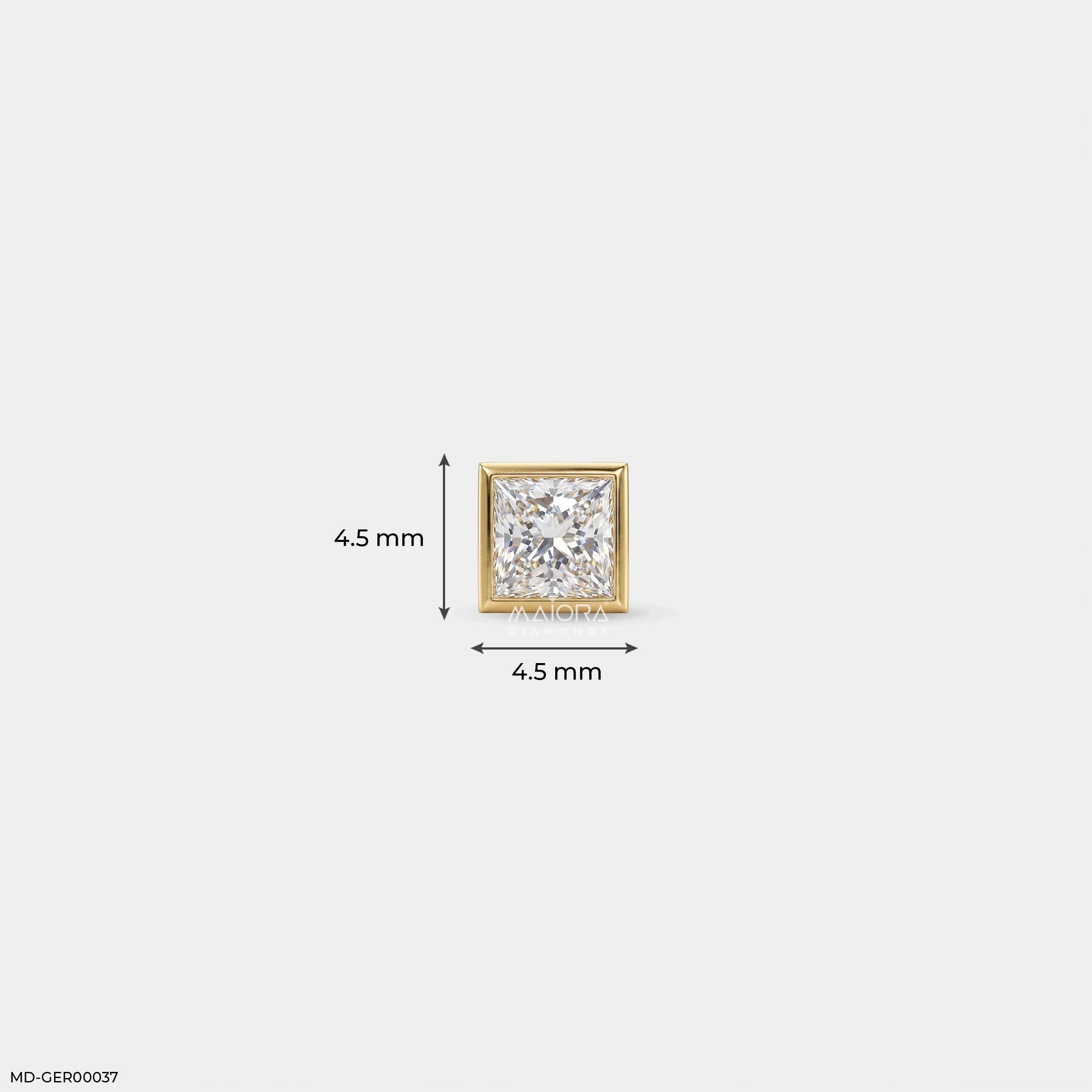 Sqaure Frame Princess Diamond Mens Stud Earring 9K White Gold