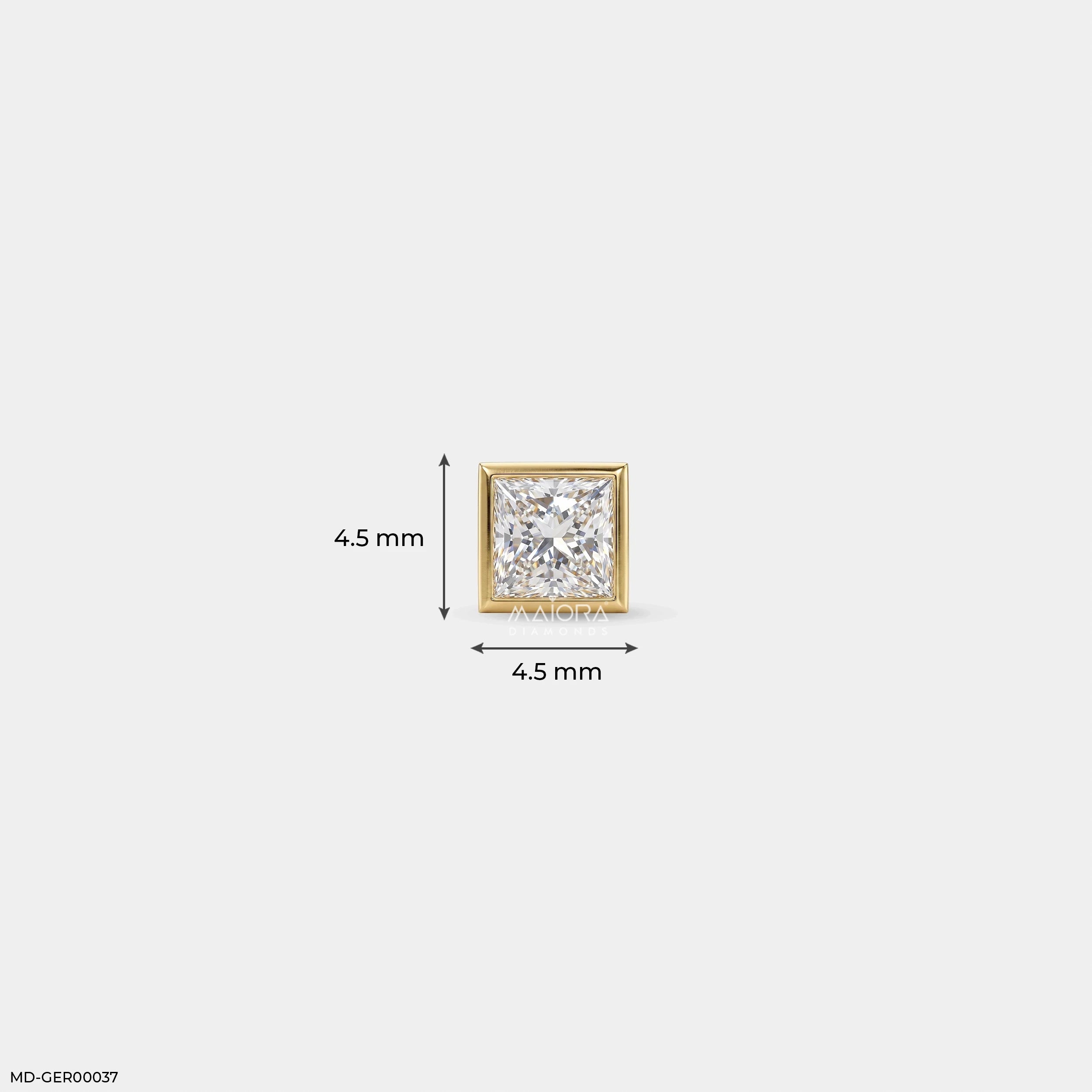 Sqaure Frame Princess Diamond Mens Stud Earring