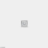Sqaure Frame Princess Diamond Mens Stud Earring 9K White Gold