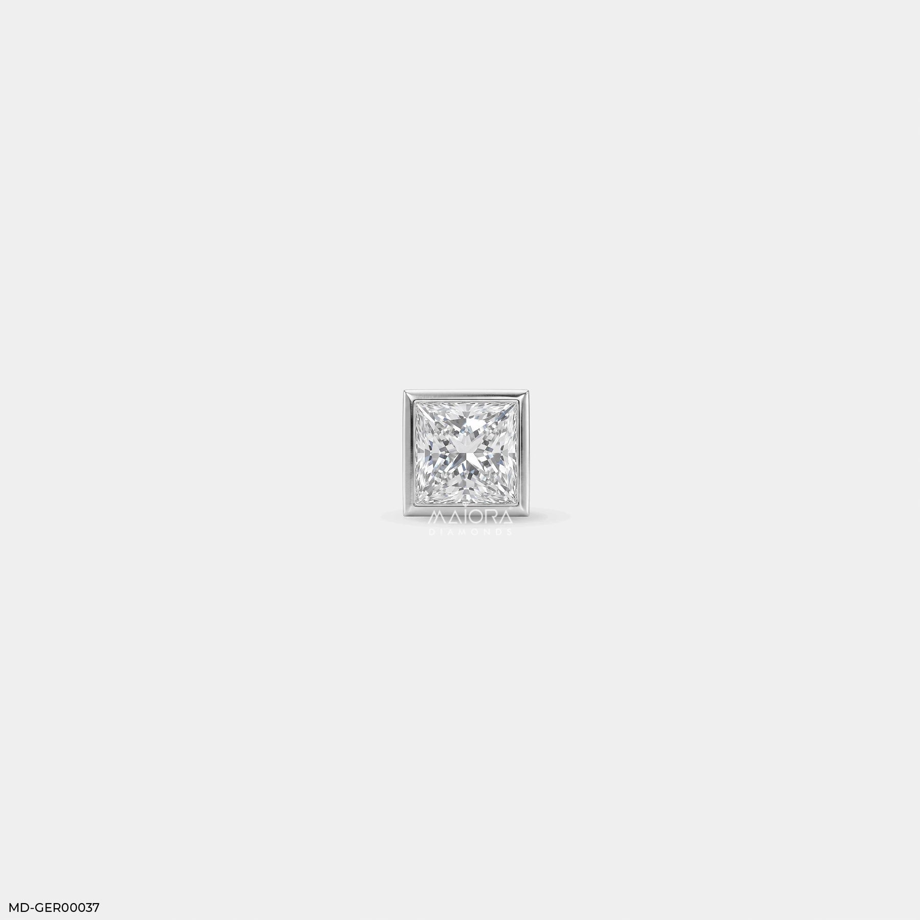 Sqaure Frame Princess Diamond Mens Stud Earring 9K White Gold