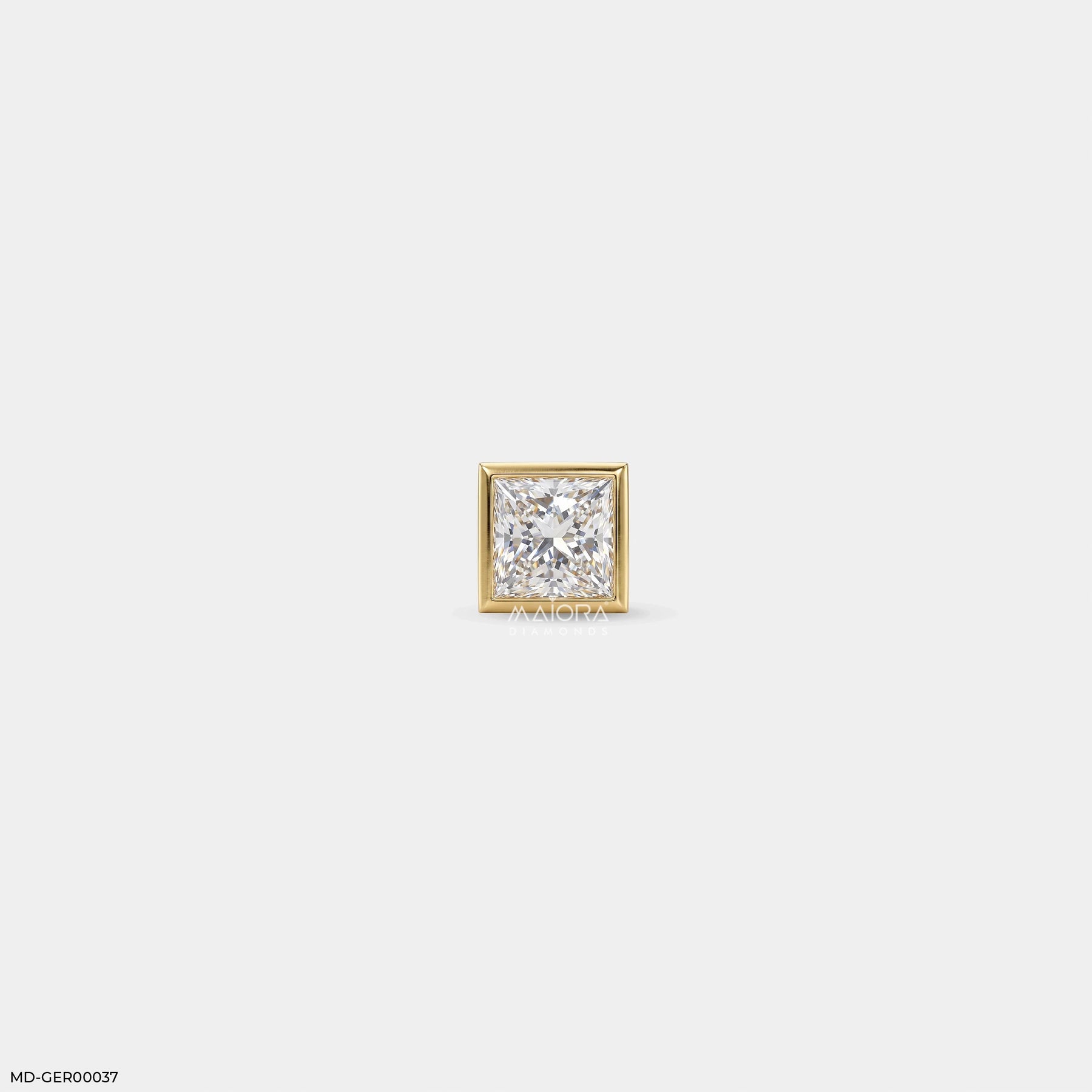 Sqaure Frame Princess Diamond Mens Stud Earring 9K White Gold