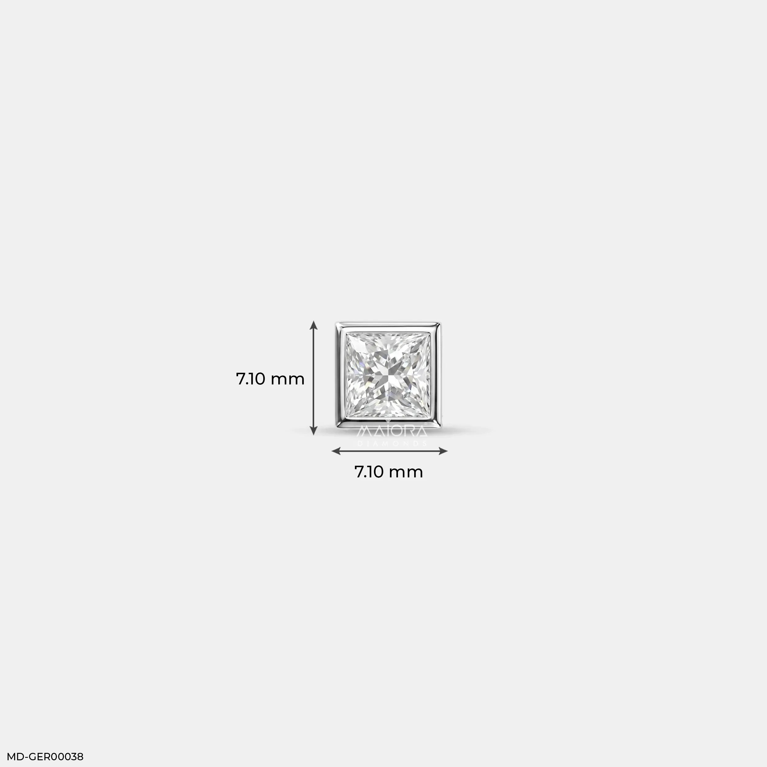 Finite Princess Solitaire Diamond Mens Stud Earring 9K White Gold