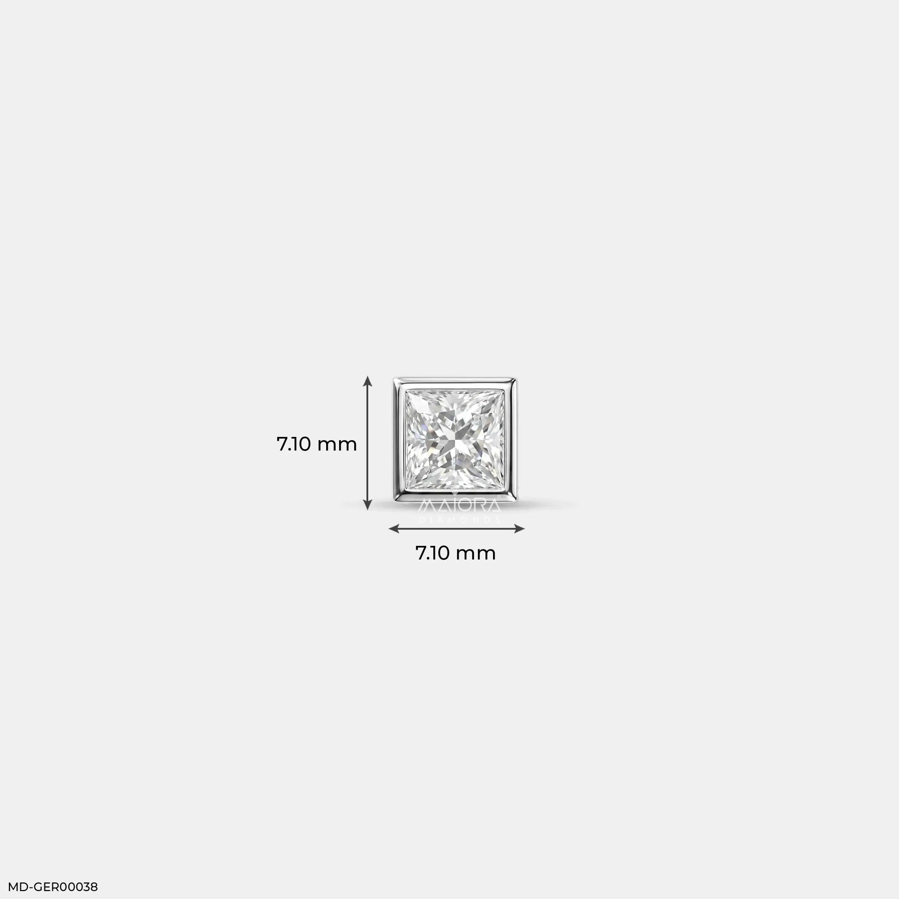 Finite Princess Solitaire Diamond Mens Stud Earring Platinum 950