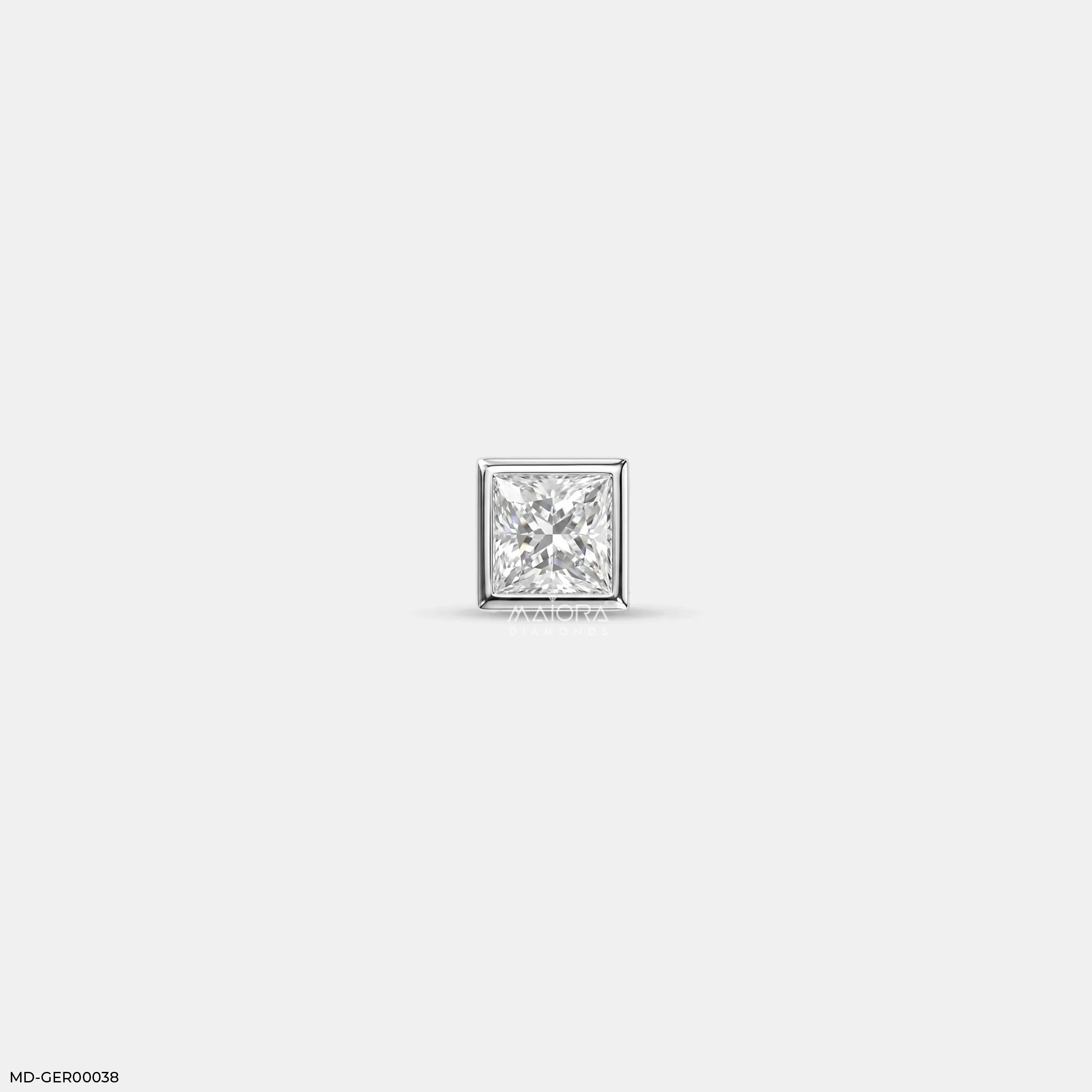 Finite Princess Solitaire Diamond Mens Stud Earring 9K White Gold