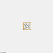 Finite Princess Solitaire Diamond Mens Stud Earring 14K Yellow Gold