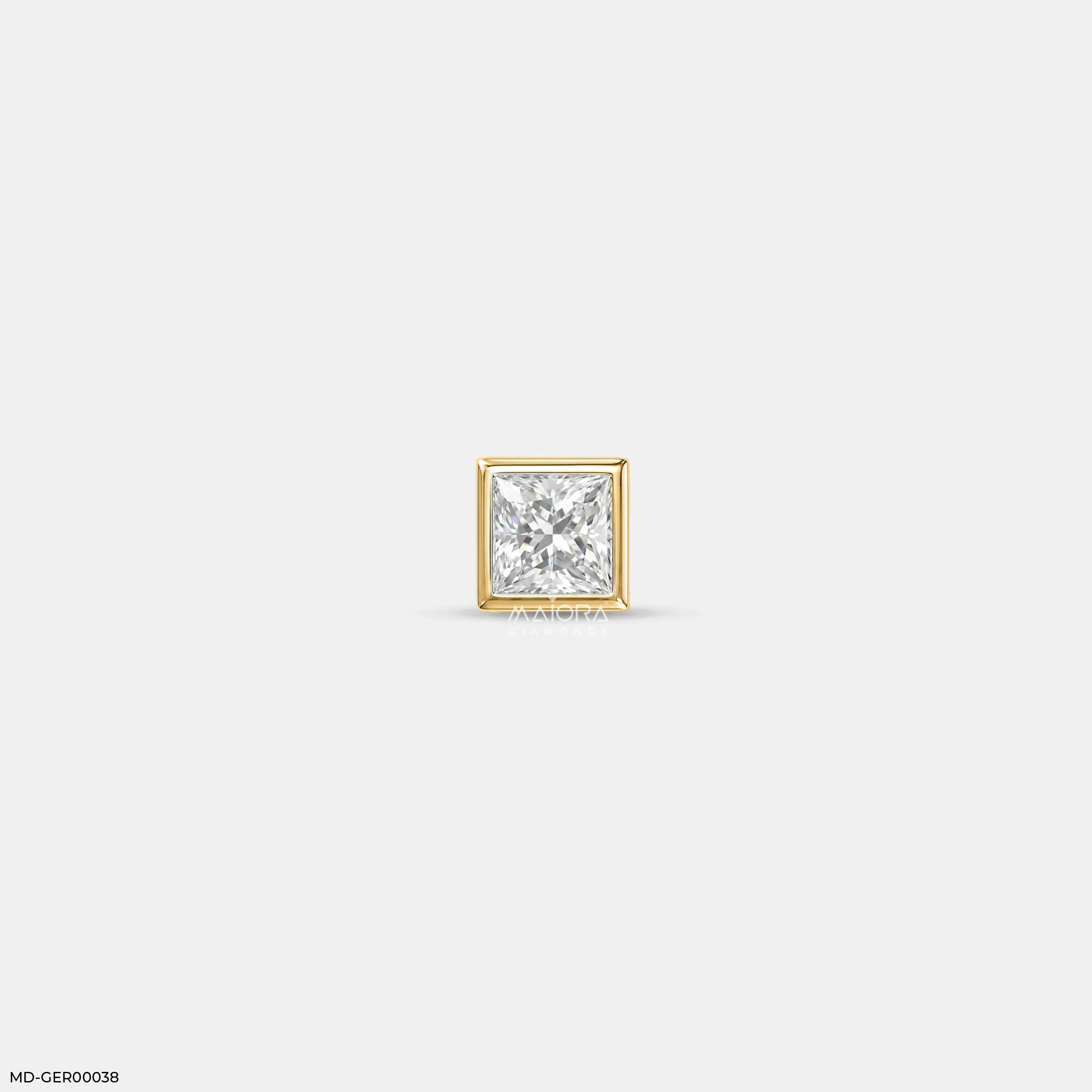 Finite Princess Solitaire Diamond Mens Stud Earring 9K White Gold