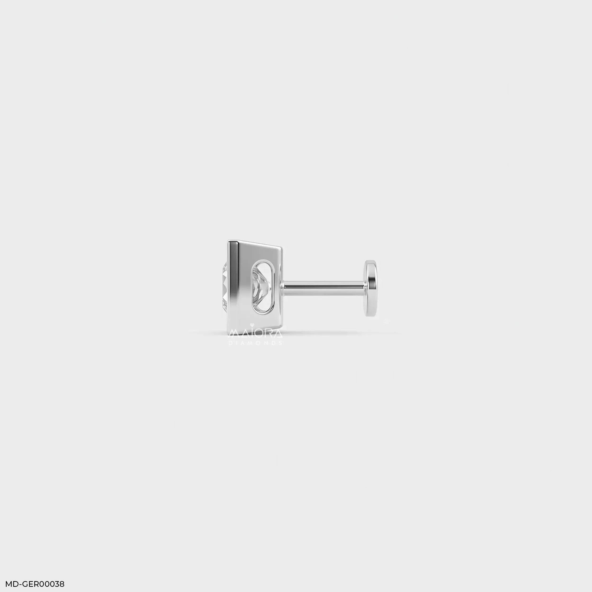 Finite Princess Solitaire Diamond Mens Stud Earring 9K White Gold