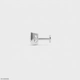 Finite Princess Solitaire Diamond Mens Stud Earring Platinum 950