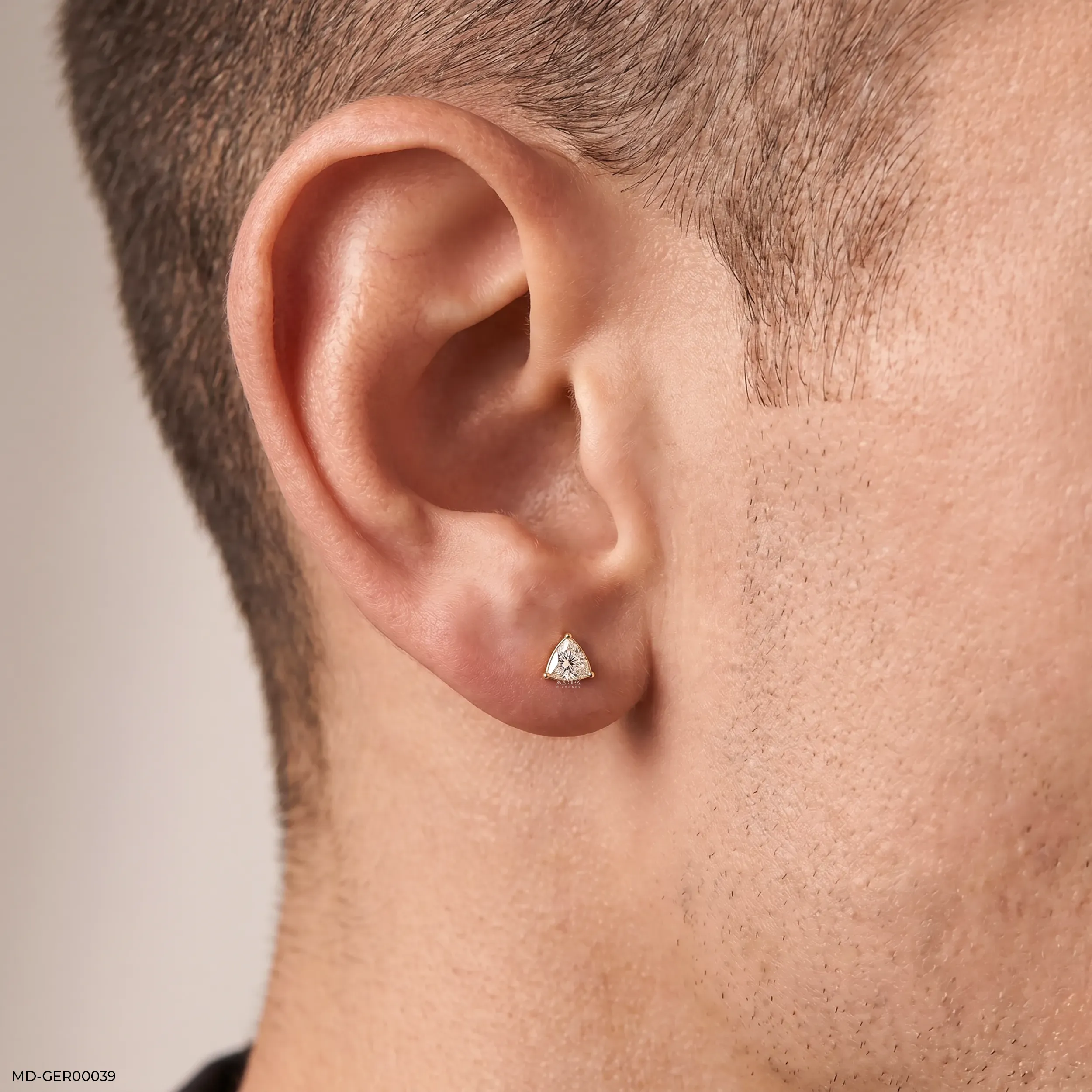 Onyx Trillion Solitaire Diamond Mens Stud Earring