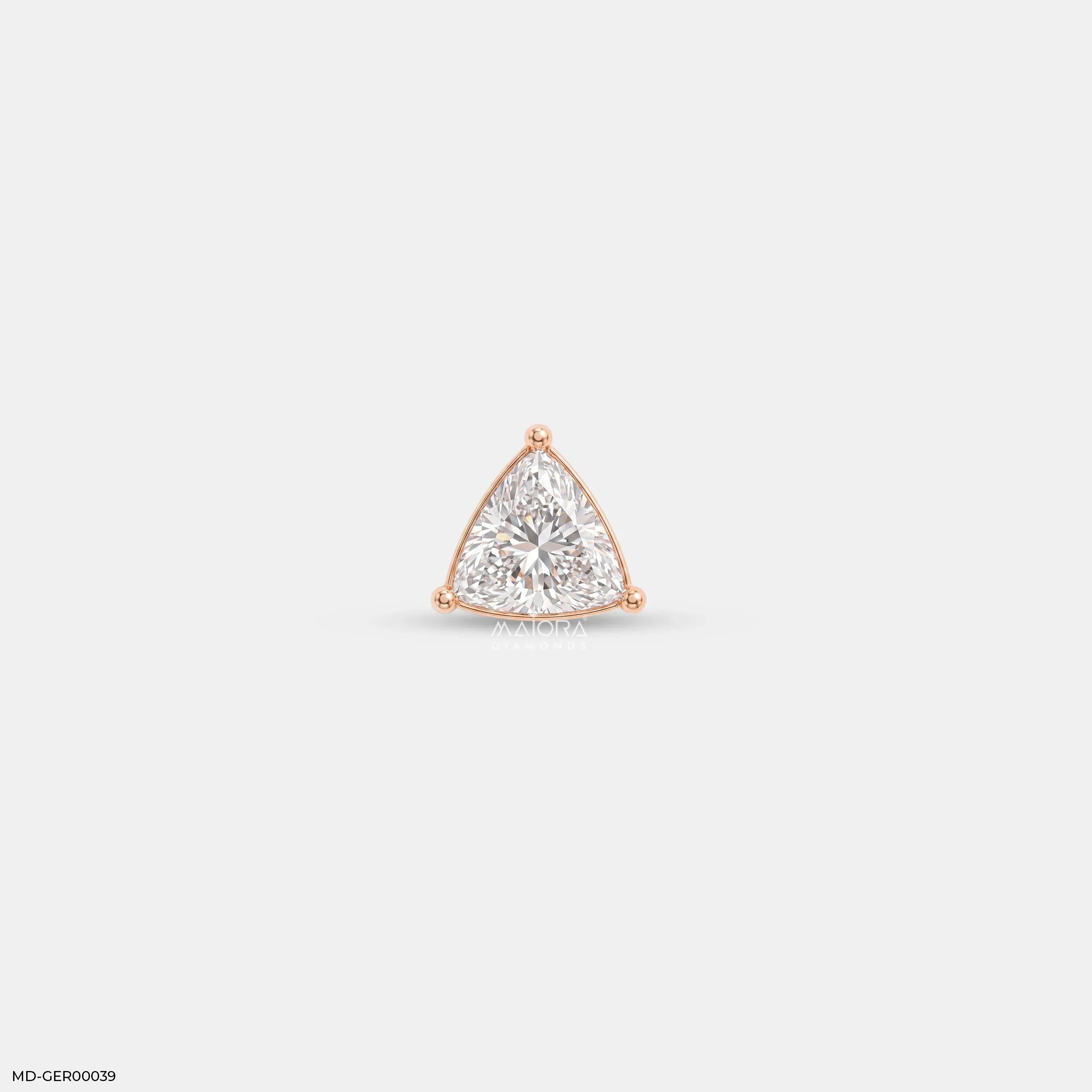 Onyx Trillion Solitaire Diamond Mens Stud Earring Platinum 950