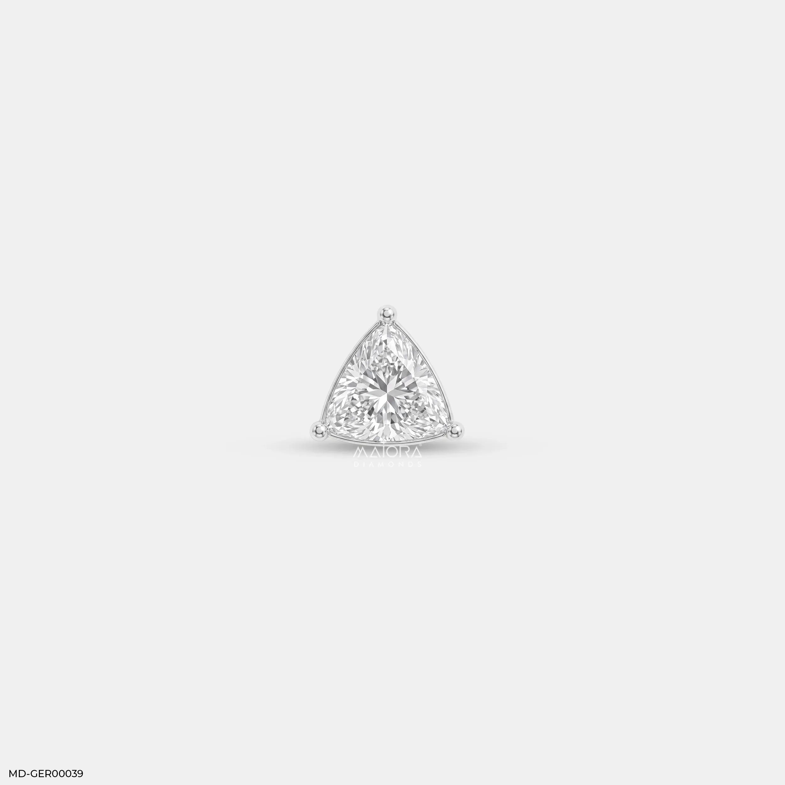 Onyx Trillion Solitaire Diamond Mens Stud Earring Platinum 950