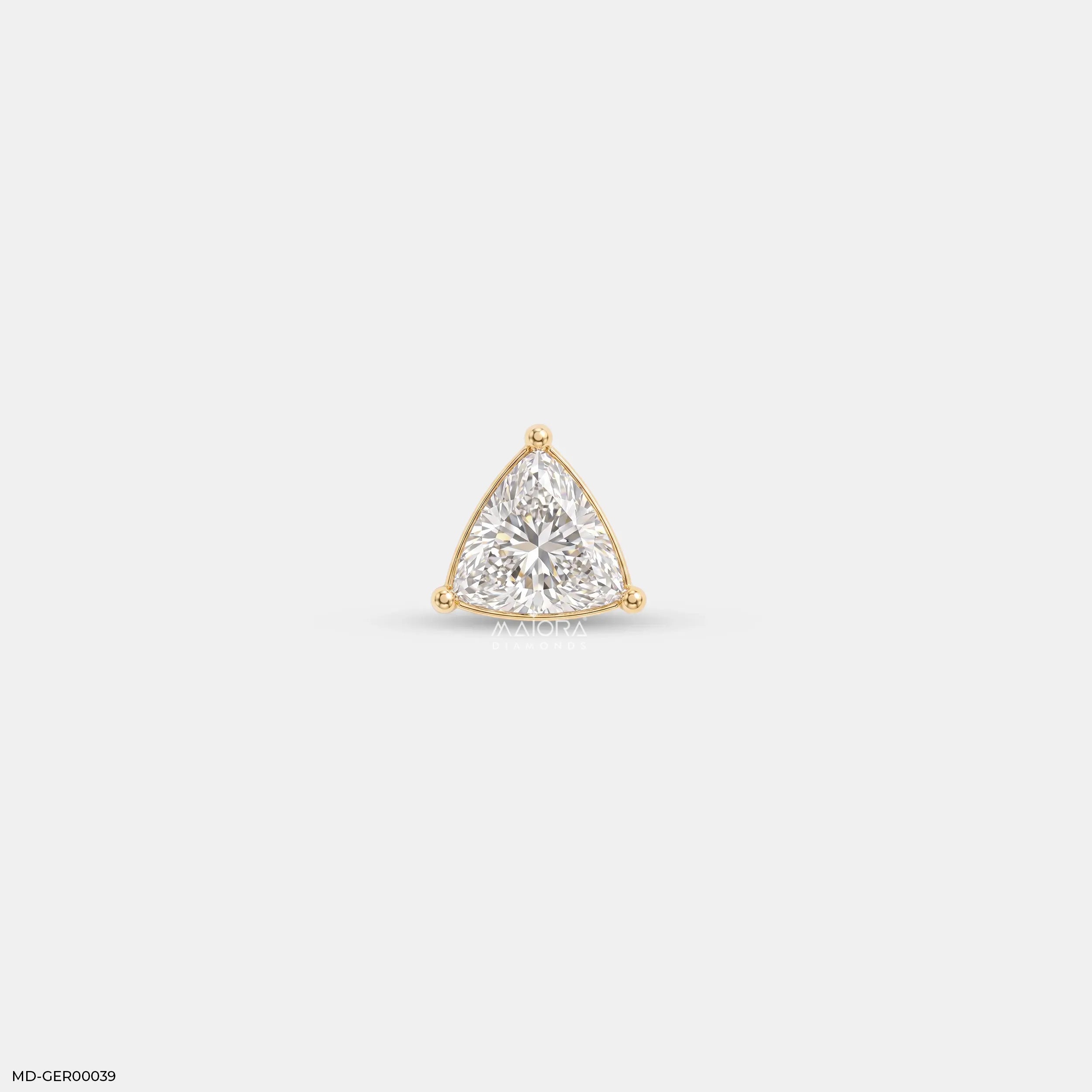 Onyx Trillion Solitaire Diamond Mens Stud Earring 9K Yellow Gold